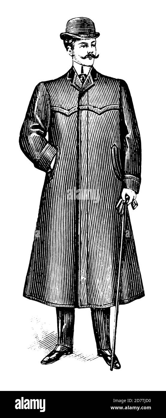 Antike Illustration eines Gentleman (isoliert auf weiß). Veröffentlicht in Examples des divers caracteres et vignettes typographiques de la fonderie von La Stockfoto