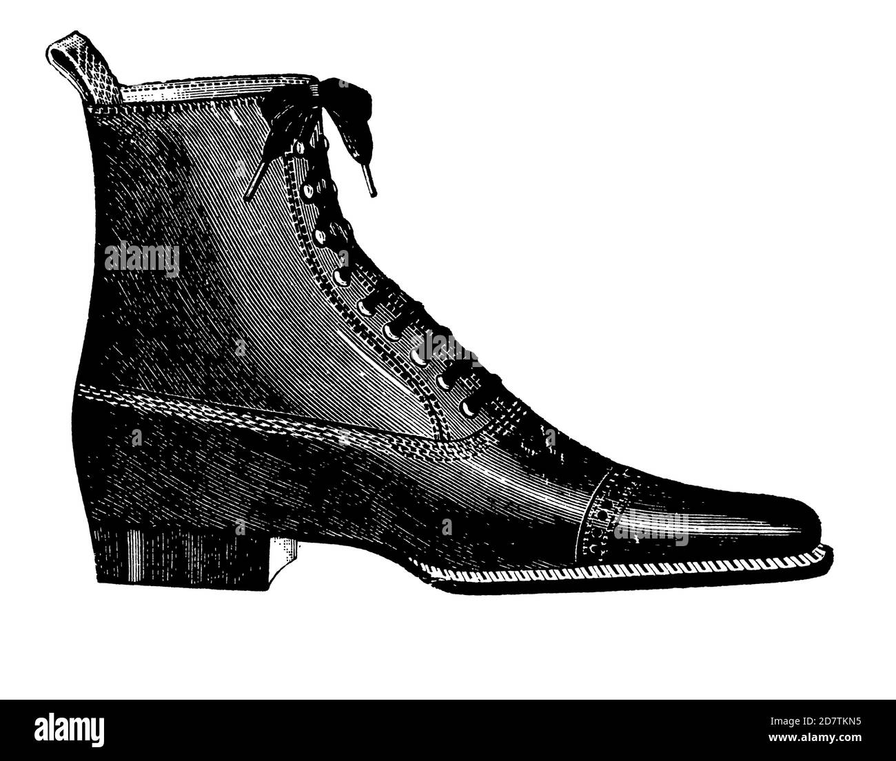 Vintage Shoe Industry Advertising - Classic Original Vintage Shoe Design Schwarz-Weiß Antike Illustration isoliert auf Weiß von Original Art Stockfoto