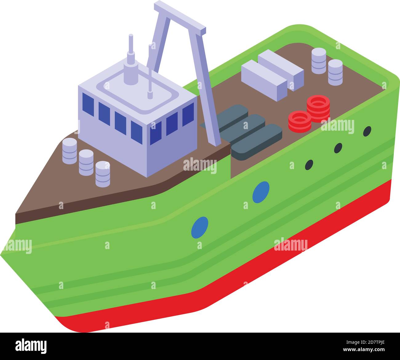 Symbol für Fischerboot. Isometrisch der Fischerei Frachtschiff Vektor-Symbol für Web-Design isoliert auf weißem Hintergrund Stock Vektor