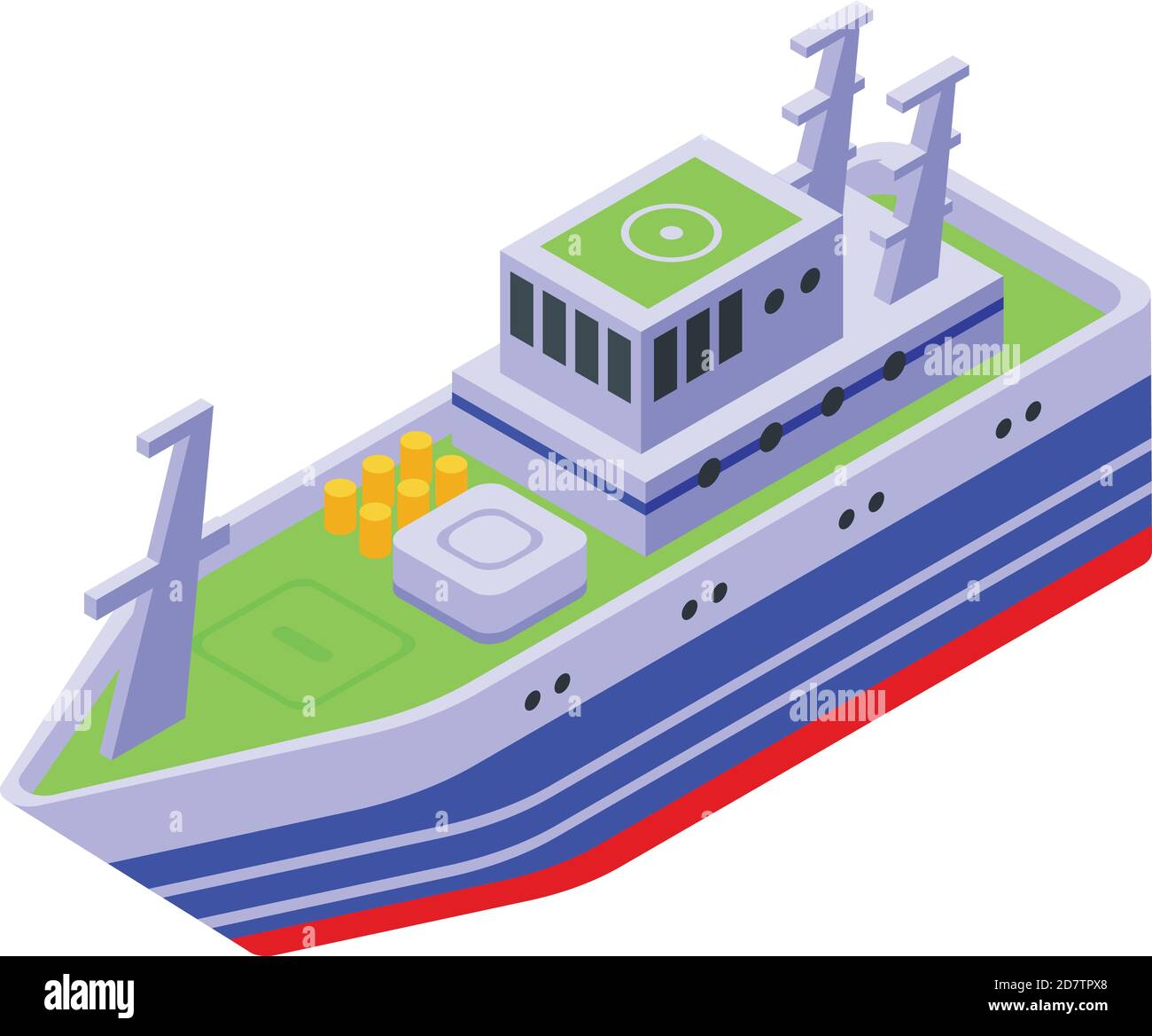 Symbol für Fischerboot. Isometrisches Symbol für Fischfangschiff-Vektor-Symbol für Web-Design isoliert auf weißem Hintergrund Stock Vektor