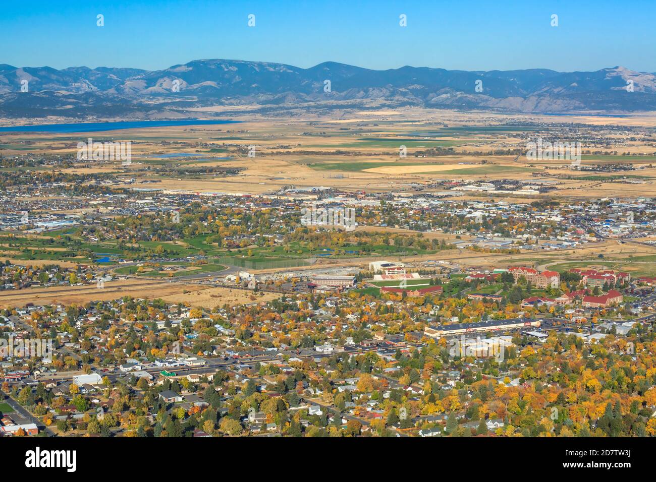 carroll College und das helena Valley im Herbst vom Mount helena in helena, montana aus gesehen Stockfoto