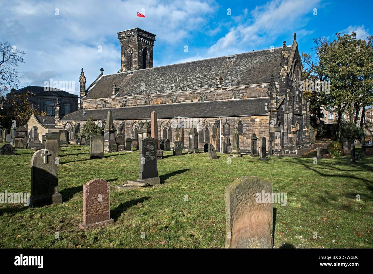 South Leith Parish Church and Churchyard, Leith, Edinburgh, Schottland, Großbritannien. Stockfoto