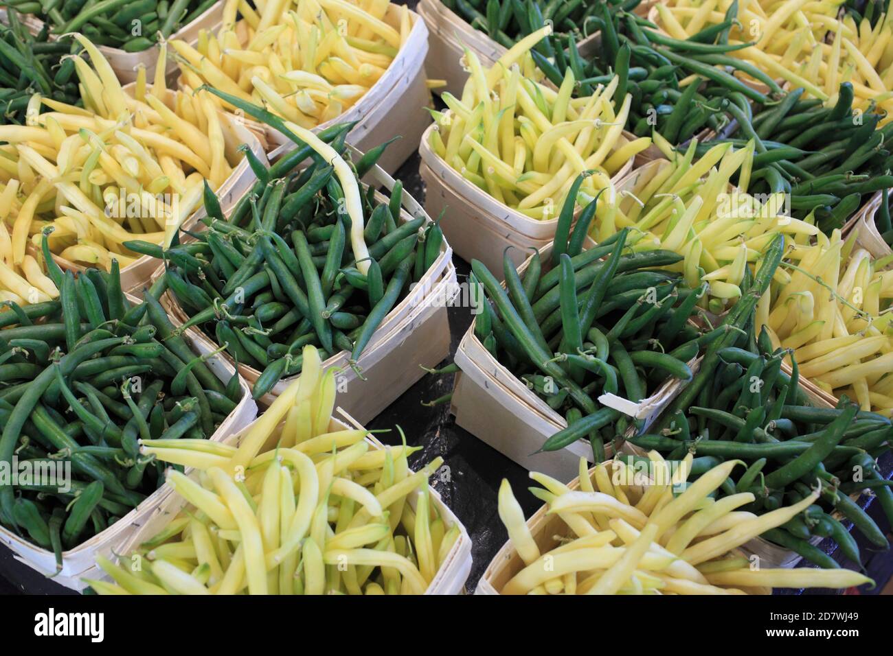 Gelbe Bohnen, grüne Bohnen, Gemüse, Lebensmittel, Stockfoto