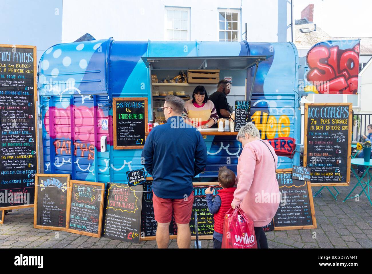 Kiosk zum Mitnehmen, Red Street, Carmarthen (Caerfyrddin), Carmarthenshire, Wales, Großbritannien Stockfoto