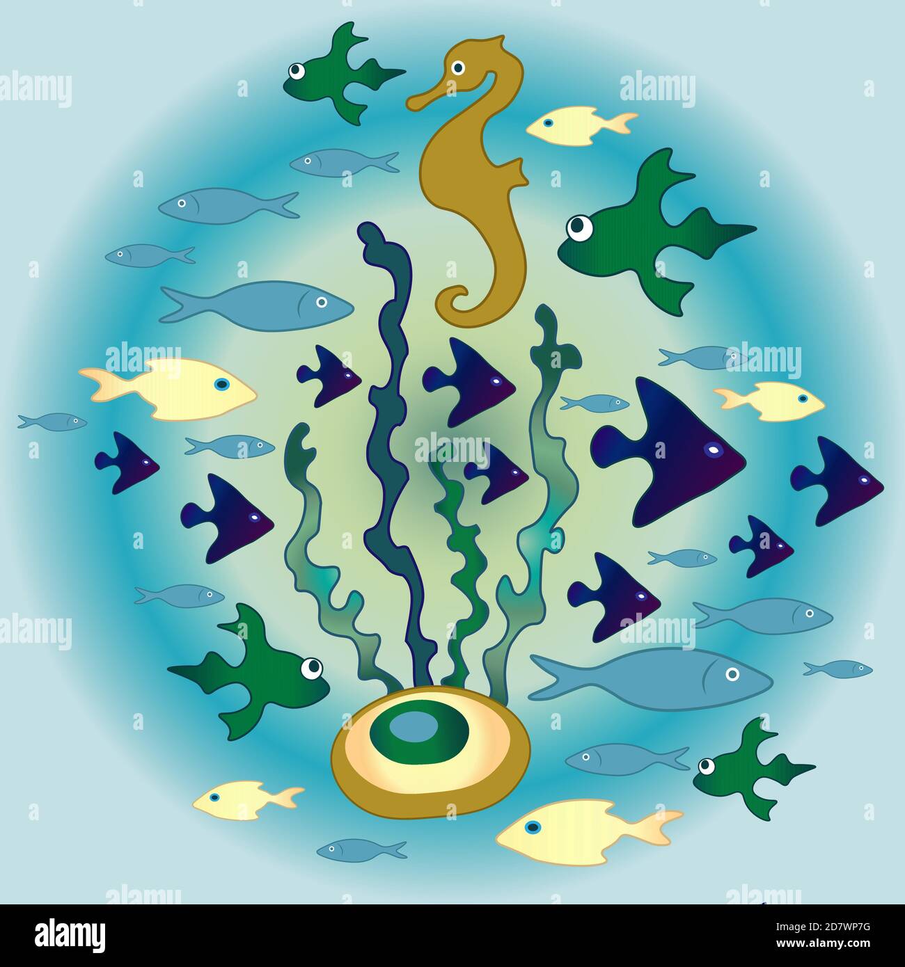 Handgezeichnete Meeresbewohner des Riffs Stock Vektor