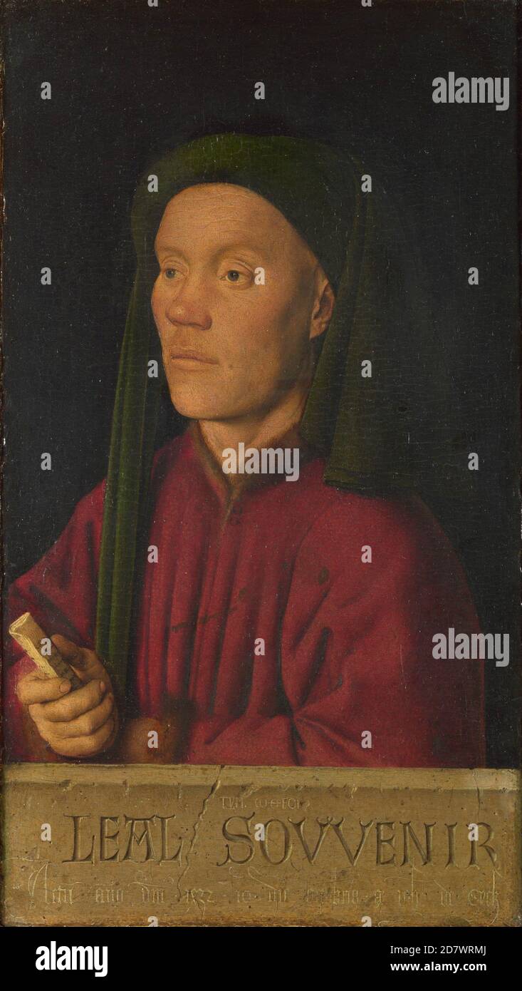 Titel: Portrait of a Young man Ersteller: Jan van Eyck Datum: 1432 Medium: Öl auf Tafel Maße: 33.4 x 19 cm Ort: National Gallery, London Stockfoto
