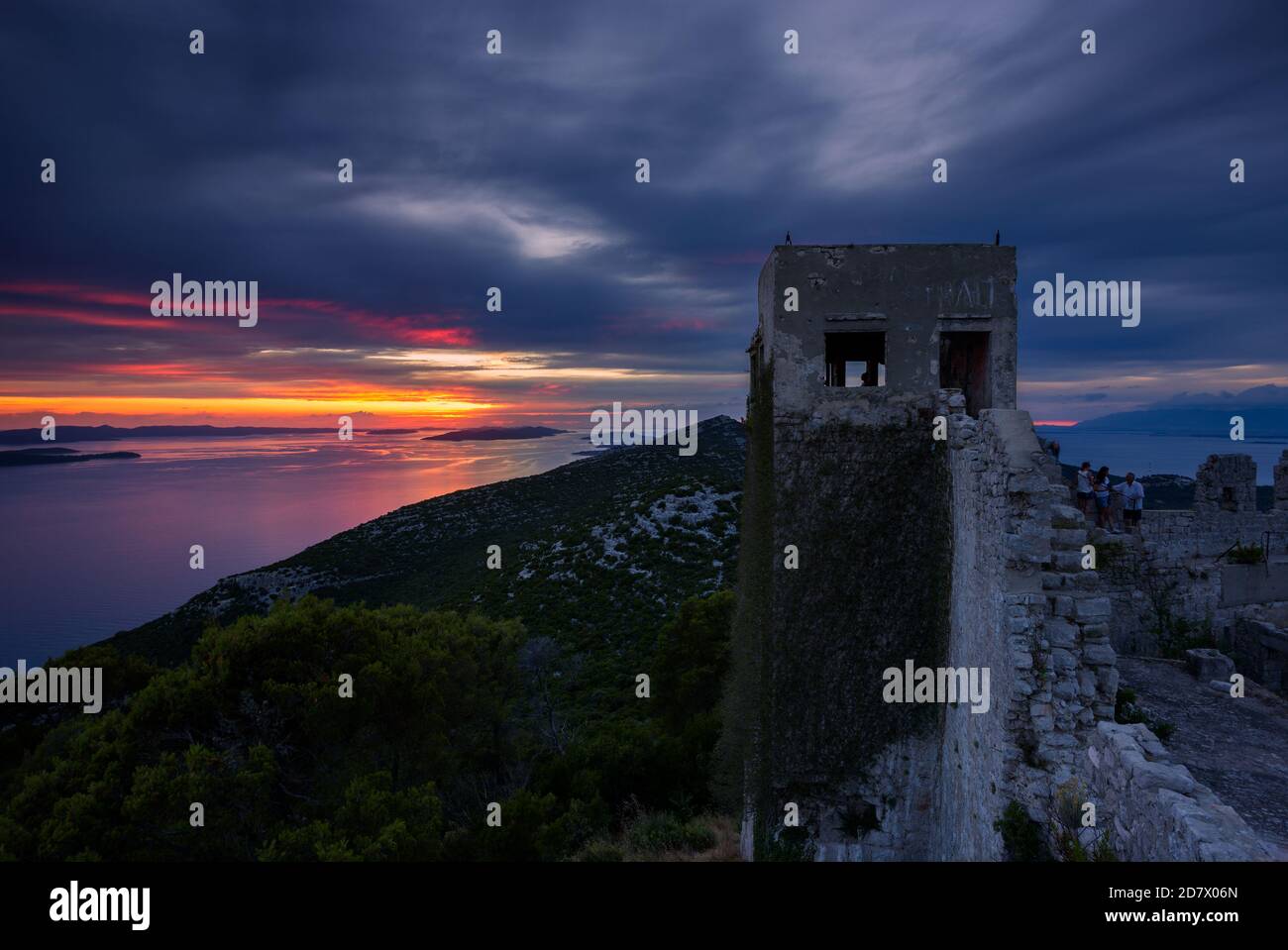 St Michael's fort Panorama bei Sonnenuntergang, Insel Dugi Otok, Dalmatien, Kroatien Stockfoto
