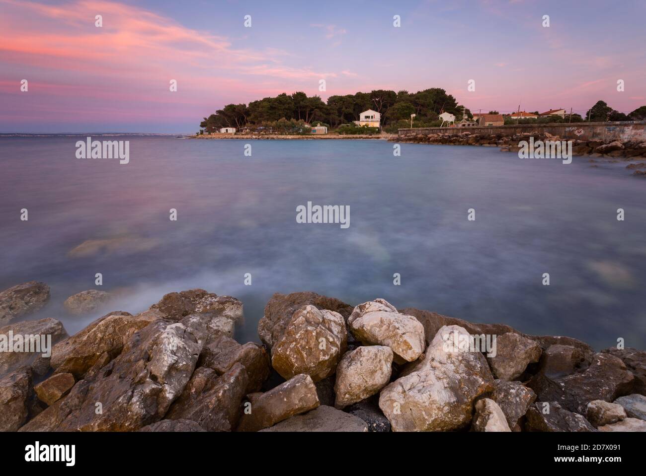 Kleines Dorf Susica auf Insel Ugljan, Dalmatien, Kroatien Stockfoto