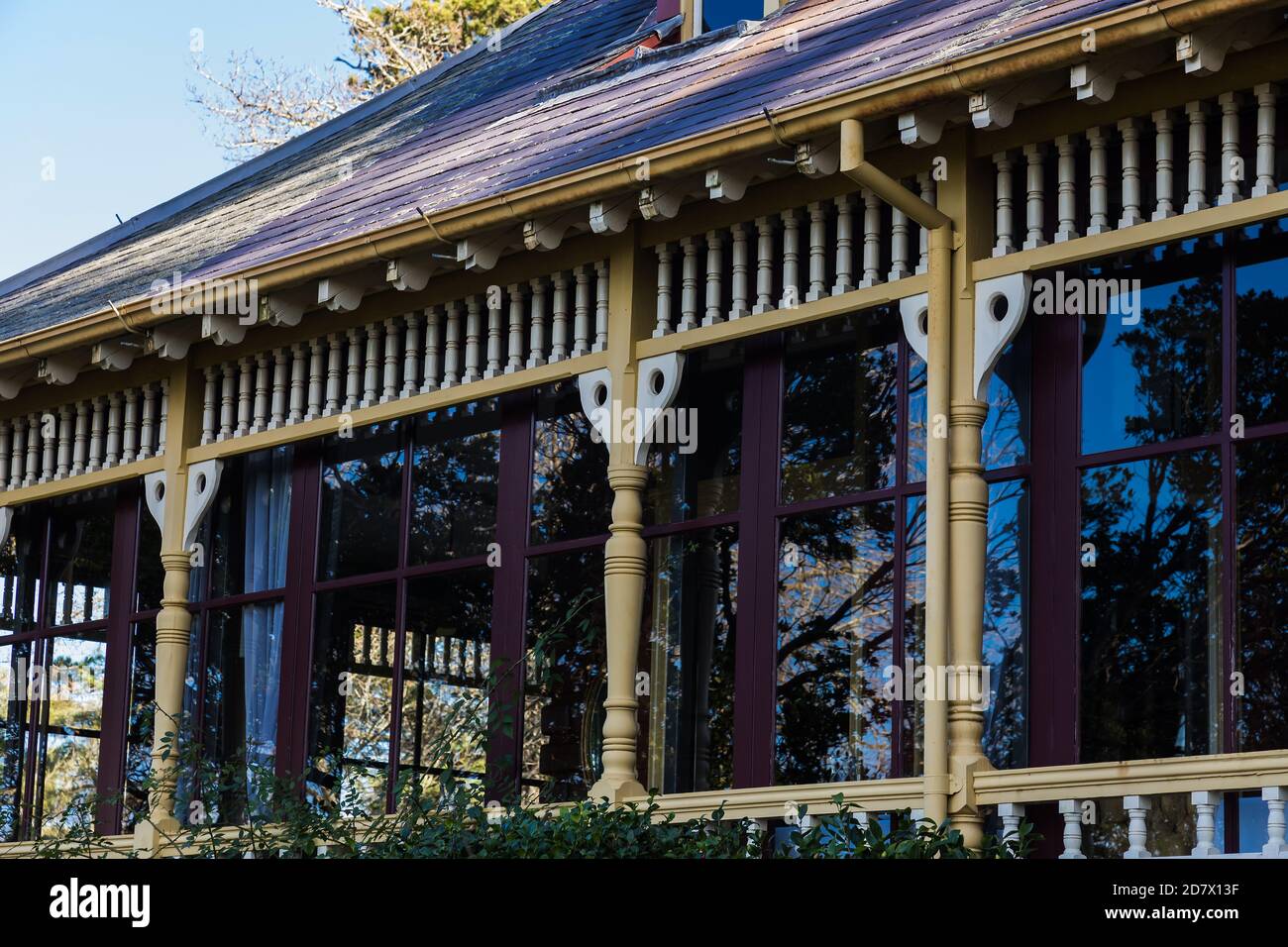 The Blue Mountains, NSW, Australien. Samstag, 8. August 2020. Darley's Restaurant und makellose Gärten, The Blue Mountains, NSW. Darley's Restaurant Stockfoto