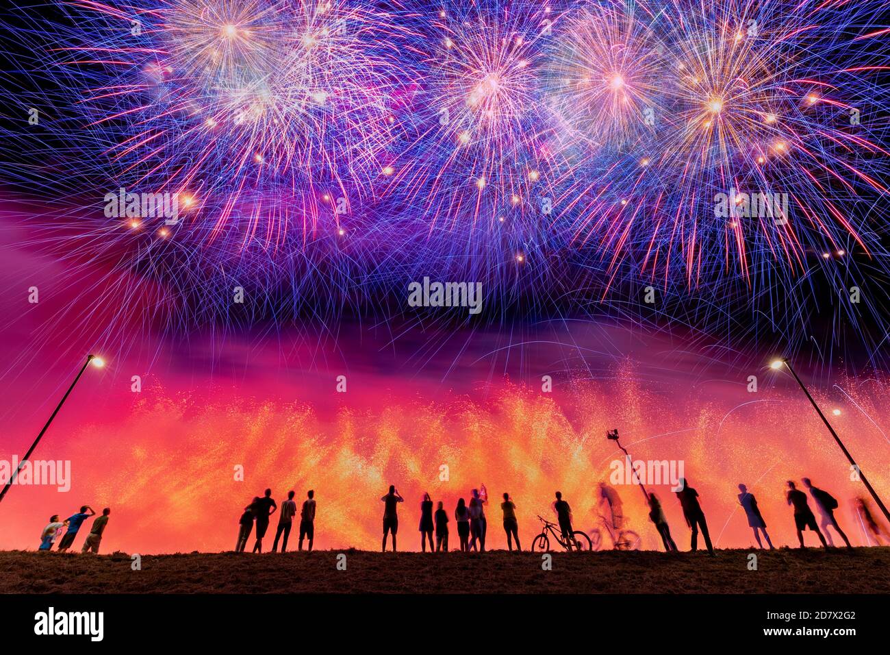 Fireworks Festival am See Bundek, Zagreb, Kroatien. Stockfoto