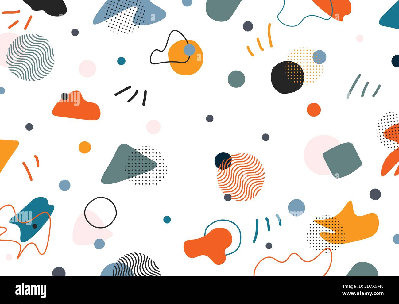 Abstrakt Doodle memphis Design von freien Formen Elemente dekorative Grafik Hintergrund. Verwenden Sie für Werbung, Poster, Grafiken, Vorlagendesign, Druck. Stock Vektor