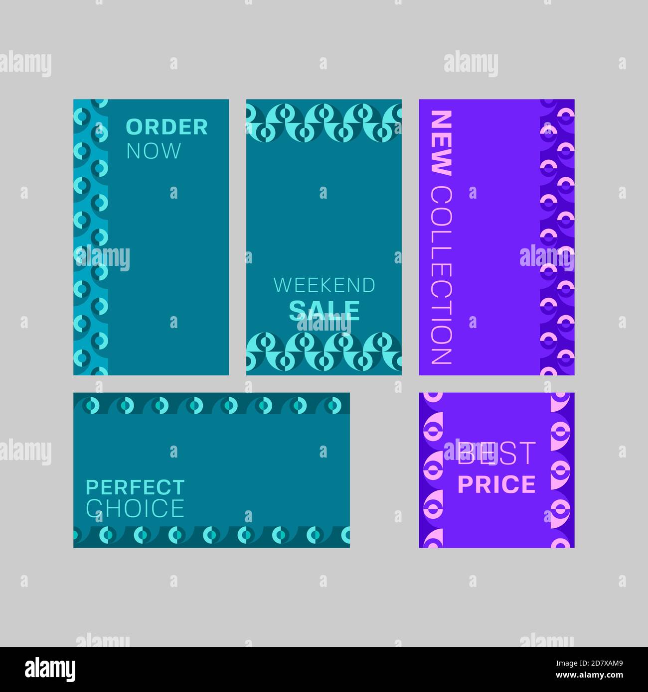 Moderne dekorative Vektorrahmen. Editierbare Design-Vorlagen für Web, Social Media, Promo, Anzeigen, Banner etc. Fivo sans Stock Vektor