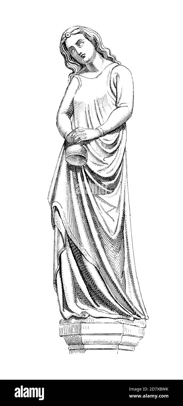 19. Jahrhundert Illustration einer jungen Frau Skulptur aus St. Sebaldus Kirche, Nürnberg, Deutschland. Gravur veröffentlicht in Systematischer Bilder Atlas - Stockfoto