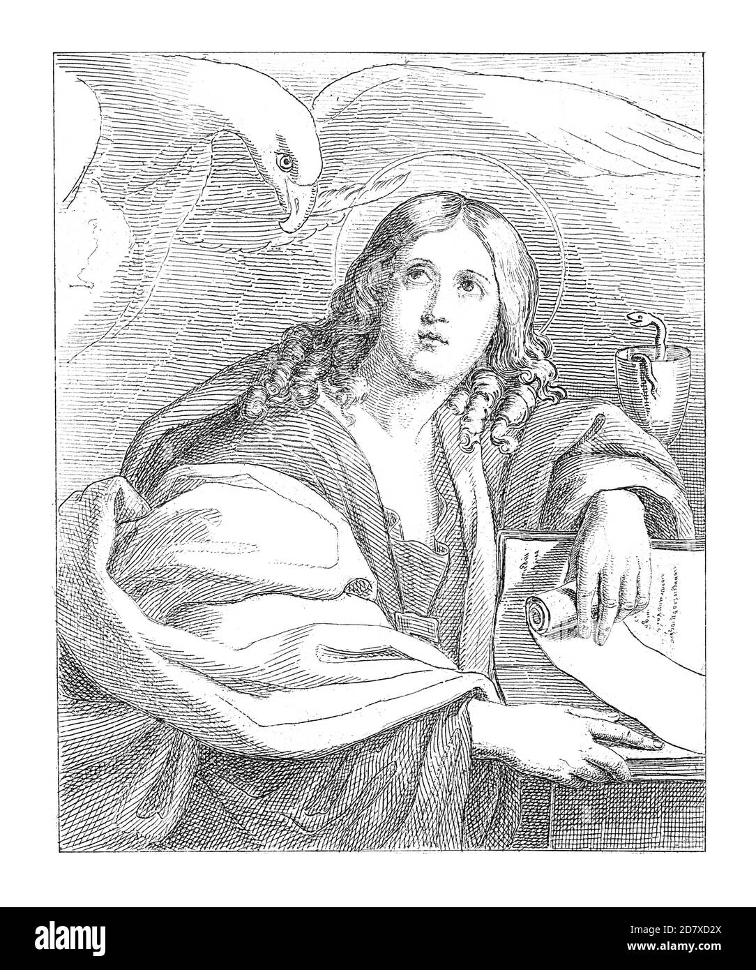 19. Jahrhundert Abbildung St. Johannes der Evangelist, Gemälde von Domenichino. Gravur veröffentlicht in Systematischer Bilder Atlas - Bauwesen, I Stockfoto