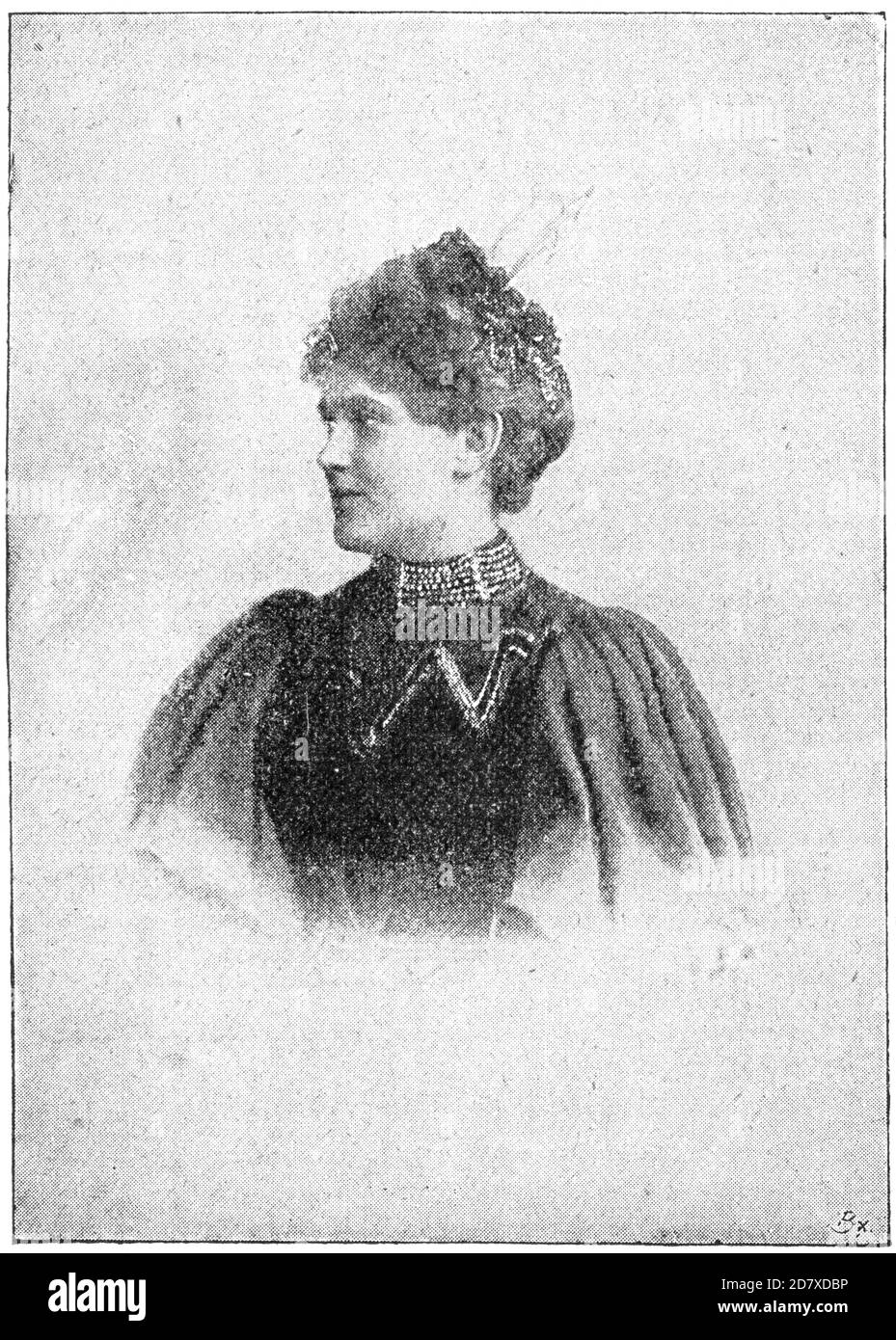 Porträt von Agnes Sormar - eine deutsche Schauspielerin. Illustration des 19. Jahrhunderts. Weißer Hintergrund. Stockfoto