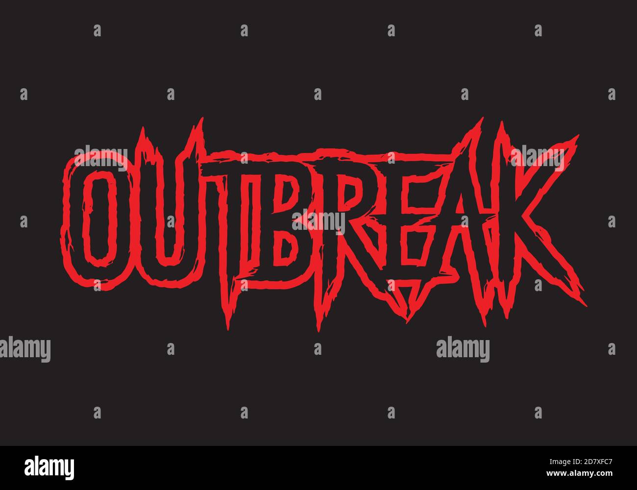 Ausbruch. Hand-Schriftzug Kunst. Pinsel Stil Buchstaben auf isoliertem Hintergrund. Rot und Schwarz. Vektor Text Illustration T-Shirt Design, Druck, Poster, Symbol, Stock Vektor