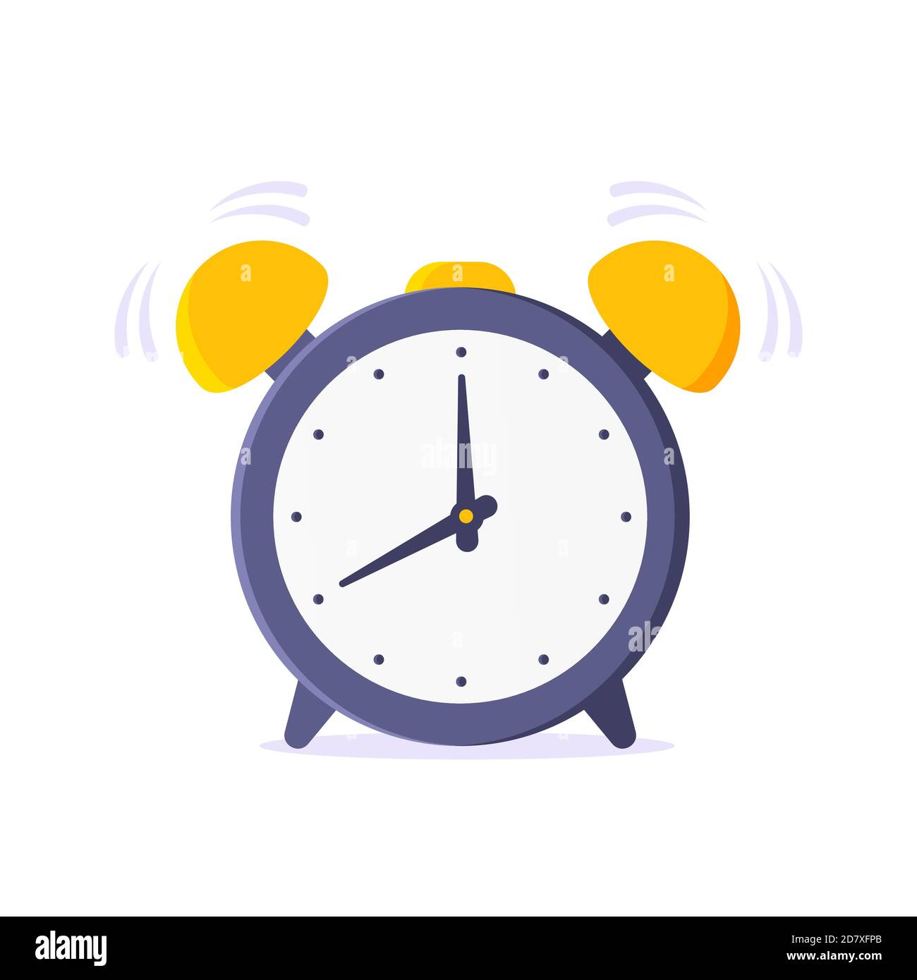 Alarm analog Uhr Gesicht flach Stil Design Vektor Illustration Symbol Zeichen isoliert auf weißem Hintergrund. Stock Vektor