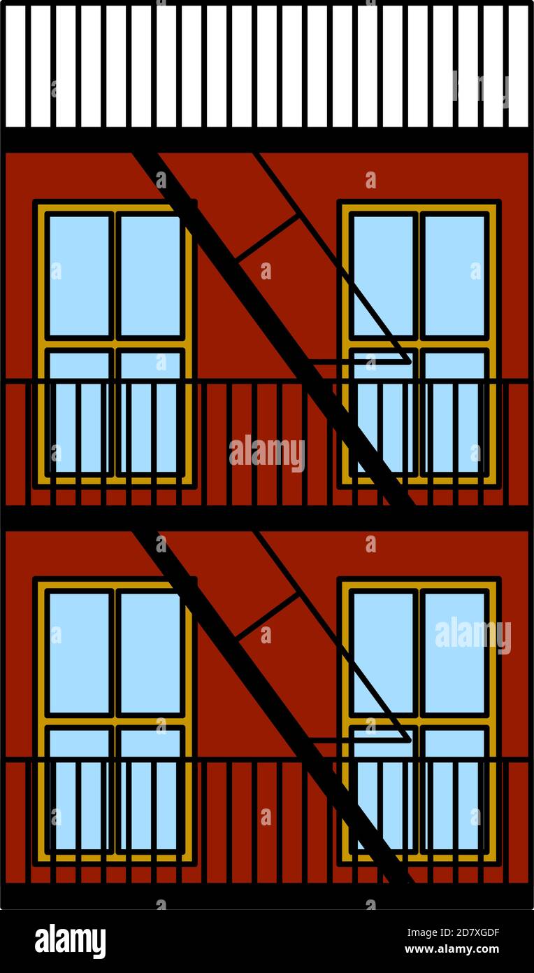 Symbol Für Notfallfeuerleiter. Bearbeitbare Kontur Mit Farbfülldesign. Vektorgrafik. Stock Vektor