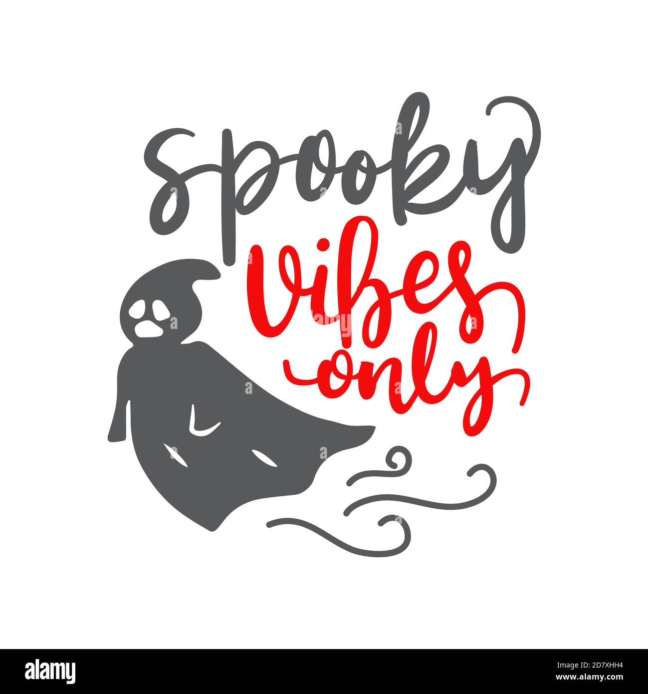 Handgezeichneten Schriftzug buh Vibes halloween Vektor Karte mit Ghost Stock Vektor