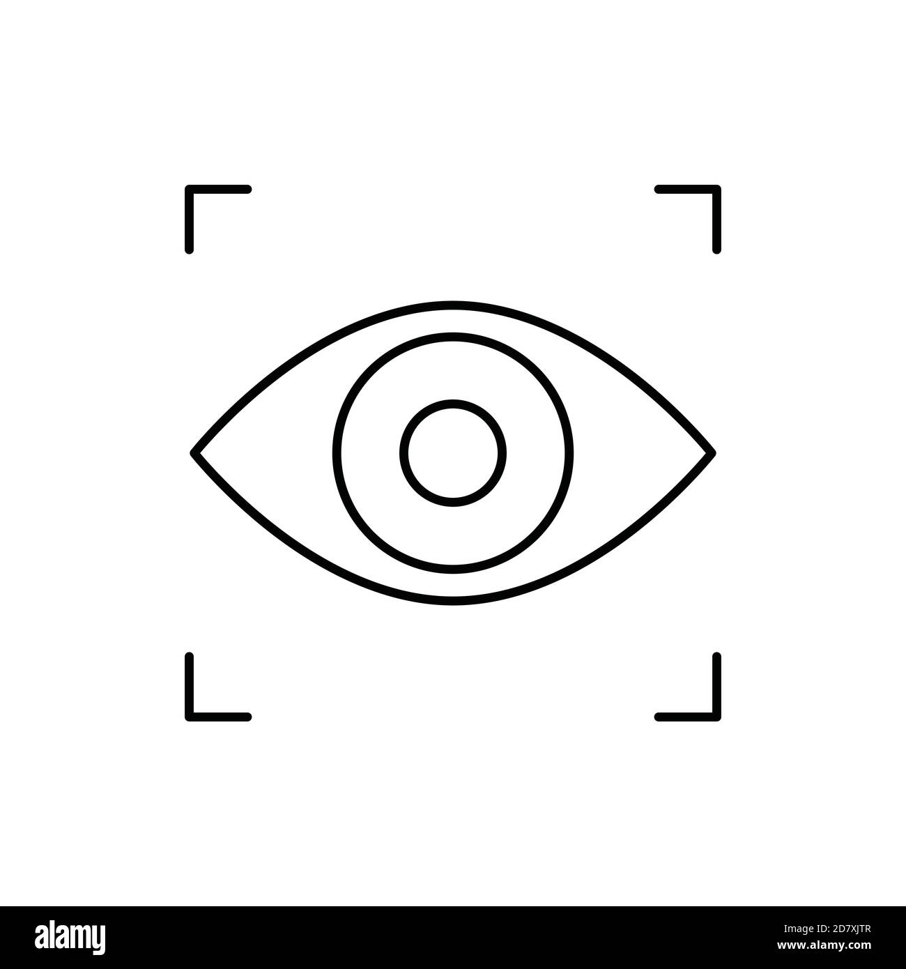 iris- oder Augenerkennungs-Scan-Technologie einzelnes isoliertes Symbol mit Linien- oder Umrissstil Stock Vektor