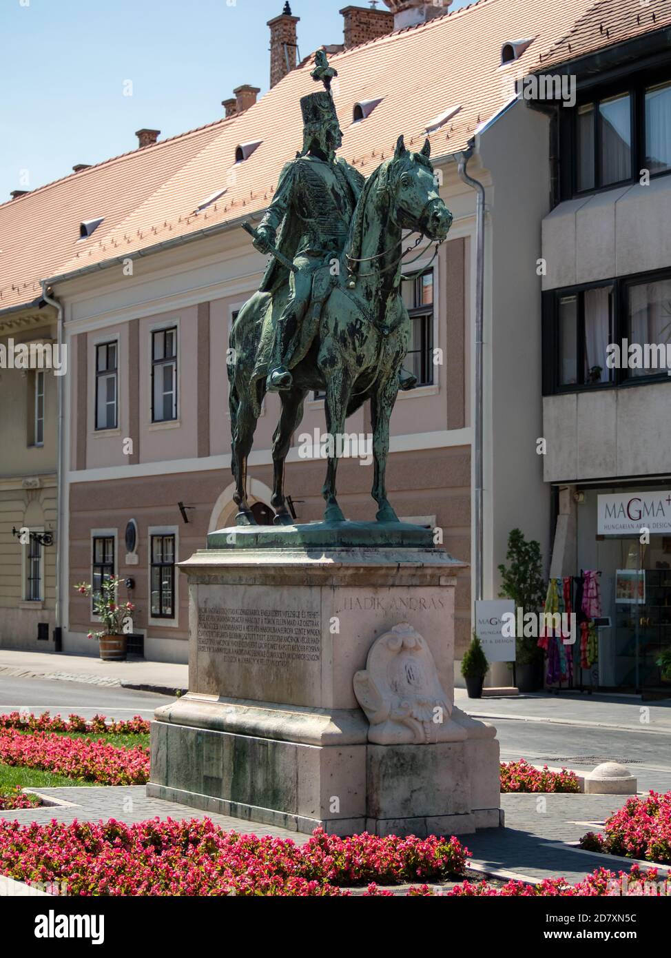 BUDAPEST, UNGARN - 16. JULI 2019: Reiterstatue von Andras Hadik von Gyorgy Vastagh Stockfoto BUDAPEST, UNGARN - 16. JULI 2019: Reiterstatue von Andras Hadik von Gyorgy Vastagh Stockfoto