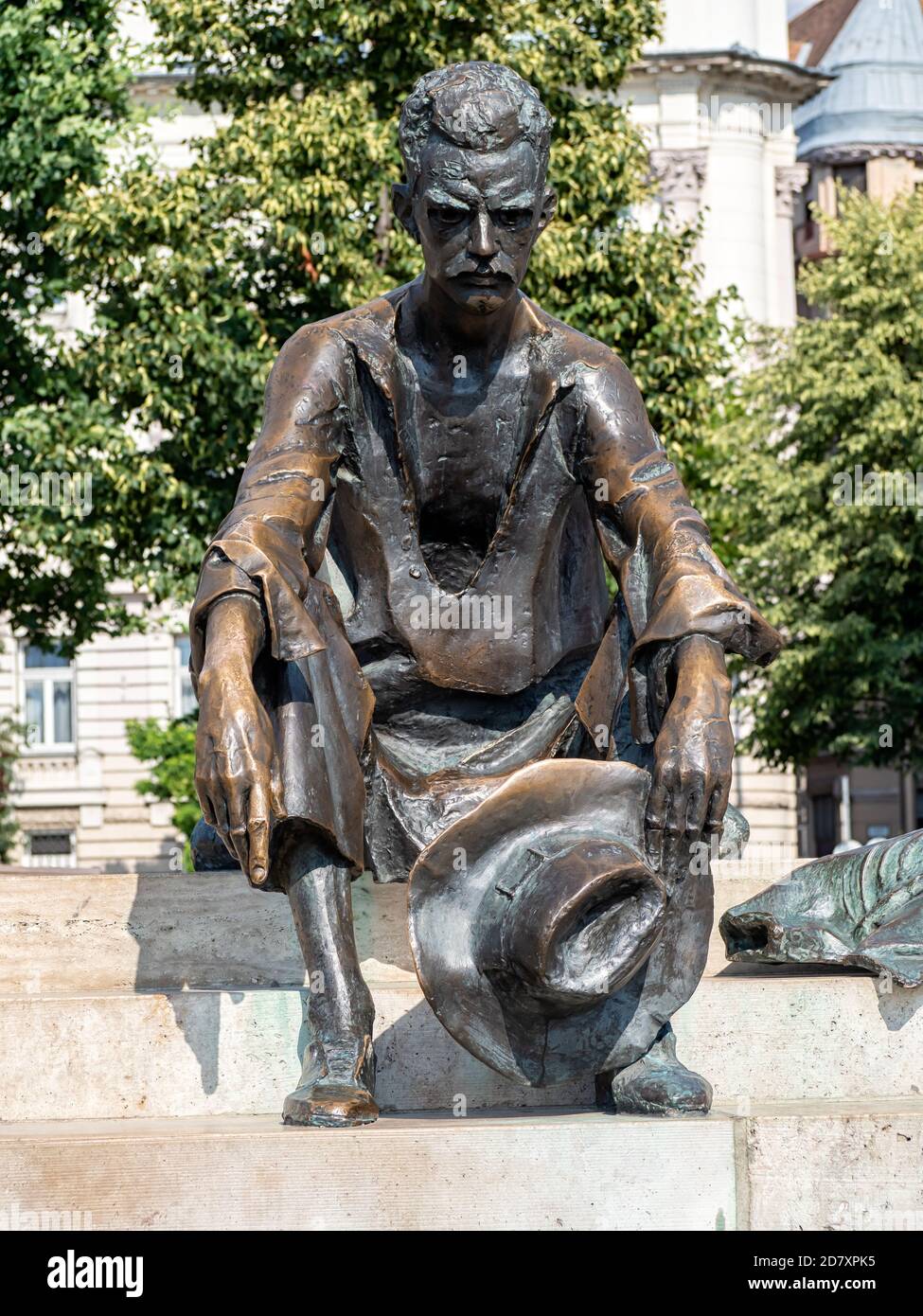 BUDAPEST, UNGARN - 16. JULI 2019: Statue der ungarischen Dichterin Attila Jozsef Stockfoto