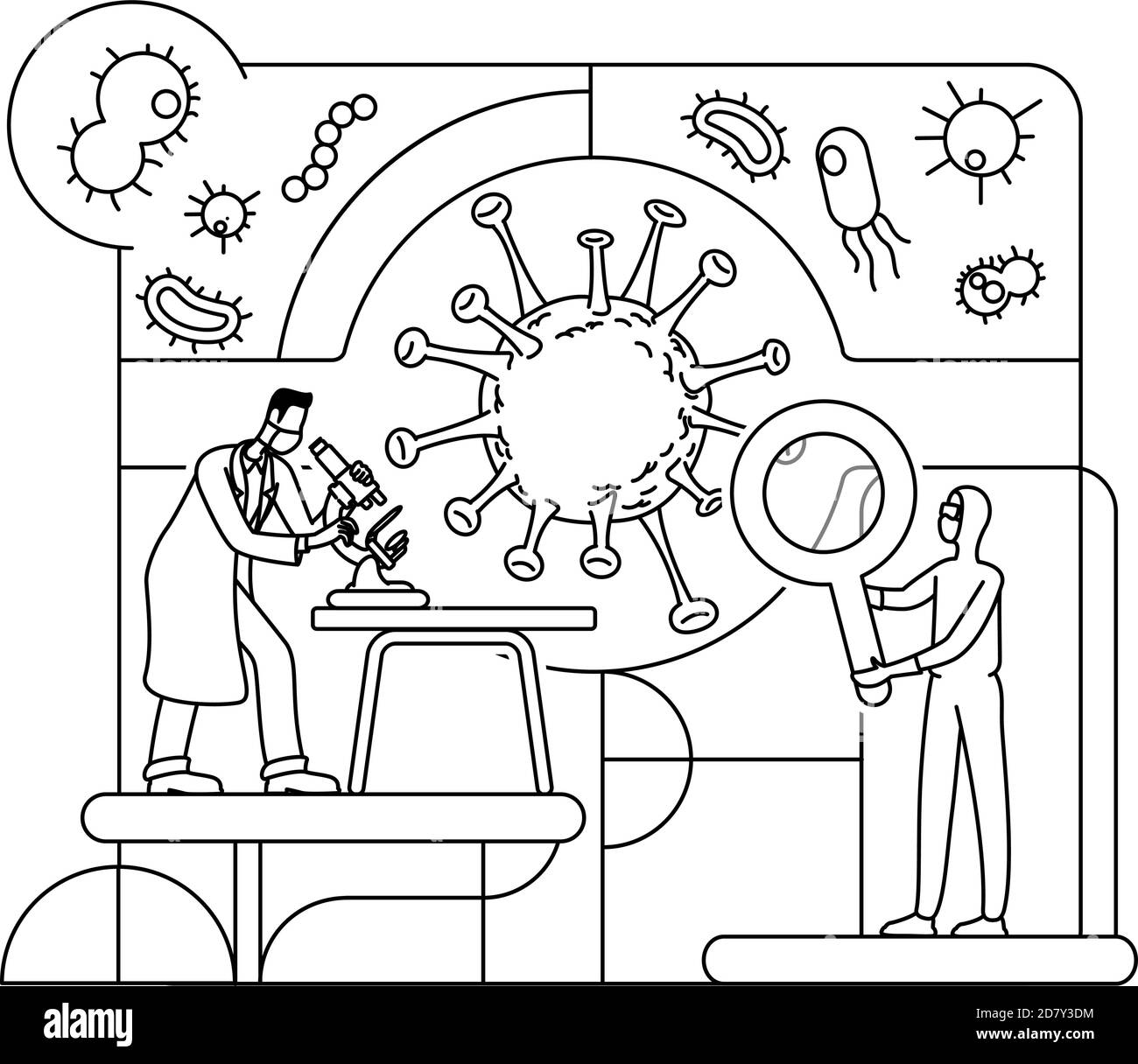 Pathogen Analyse dünne Linie Konzept Vektor Illustration Stock Vektor