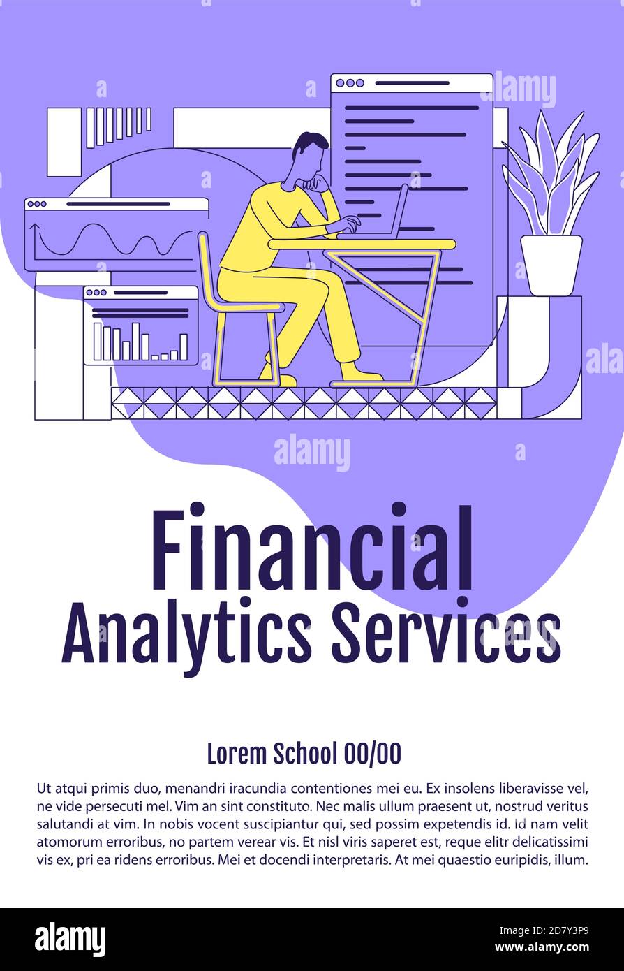 Financial Analytics Services Poster flache Silhouette Vektor-Vorlage Stock Vektor