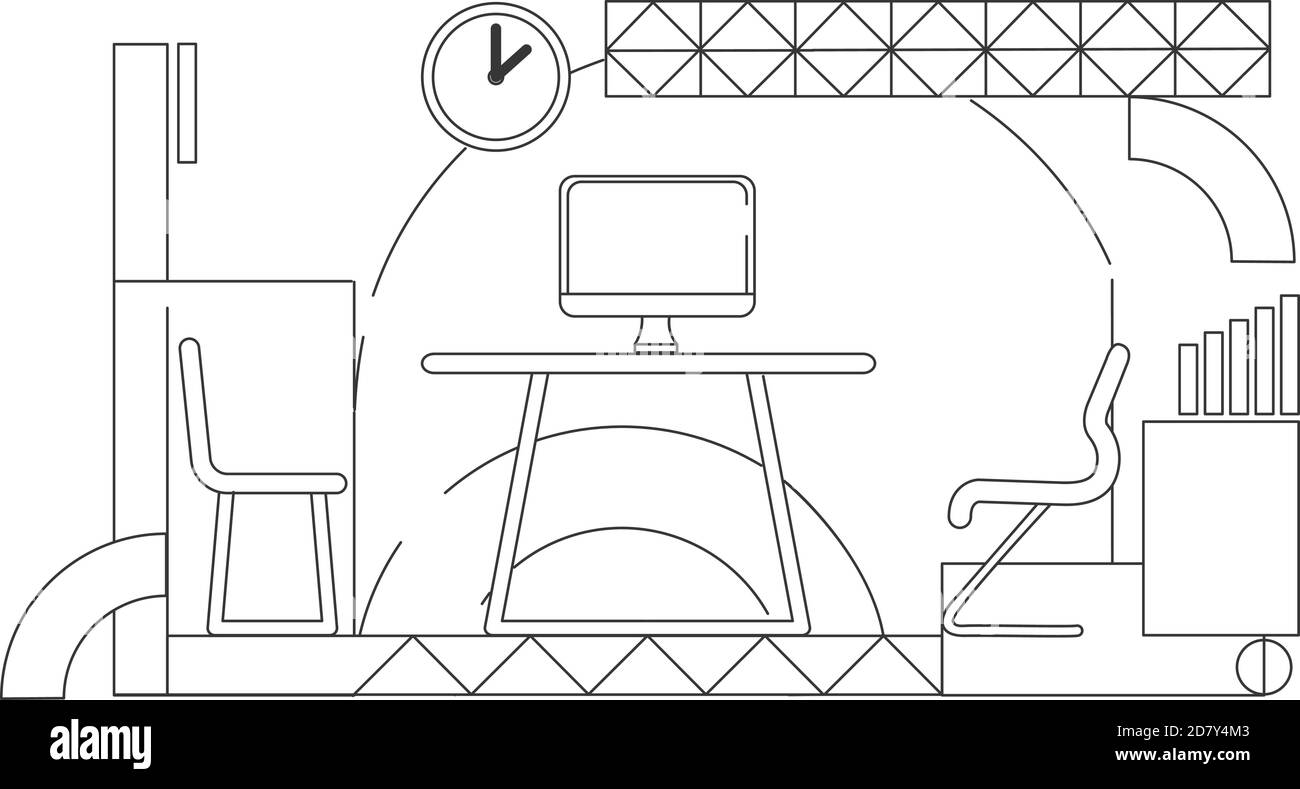 Company CEO Personal Office skizzieren Vektor-Illustration Stock Vektor