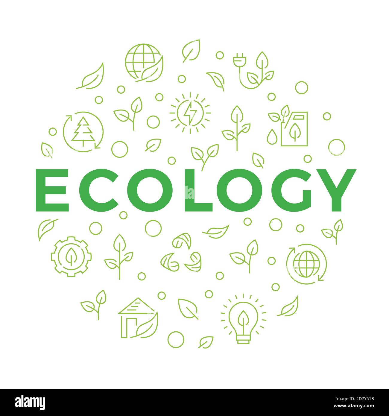 Ökologie Konzept Banner mit Linien-Icons. Modernes geometrisches Design. Vektorgrafik. Stock Vektor