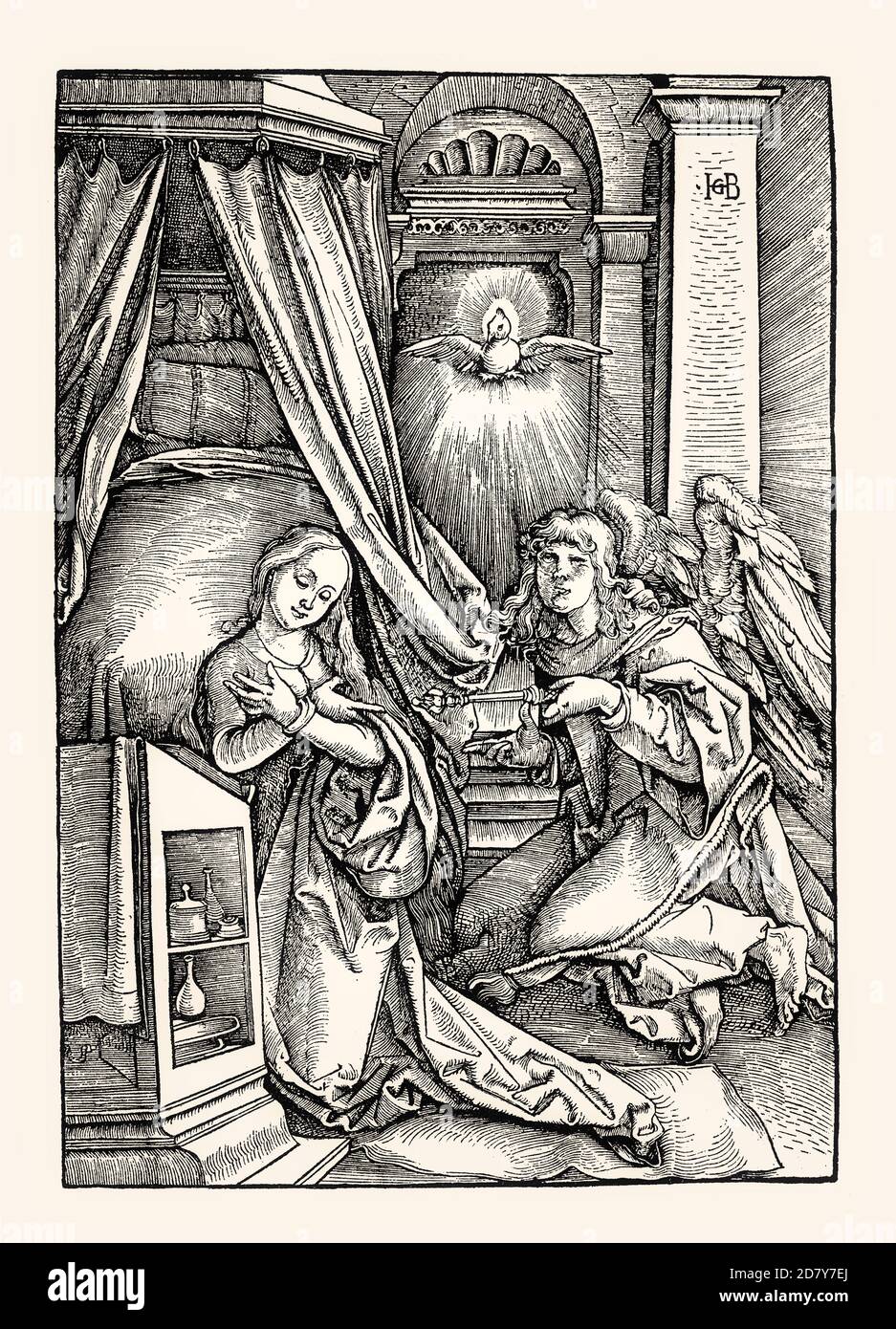 Verkündigung an die Jungfrau Maria, von Hans Baldung Grien, Faksimile des 19. Jahrhunderts Stockfoto