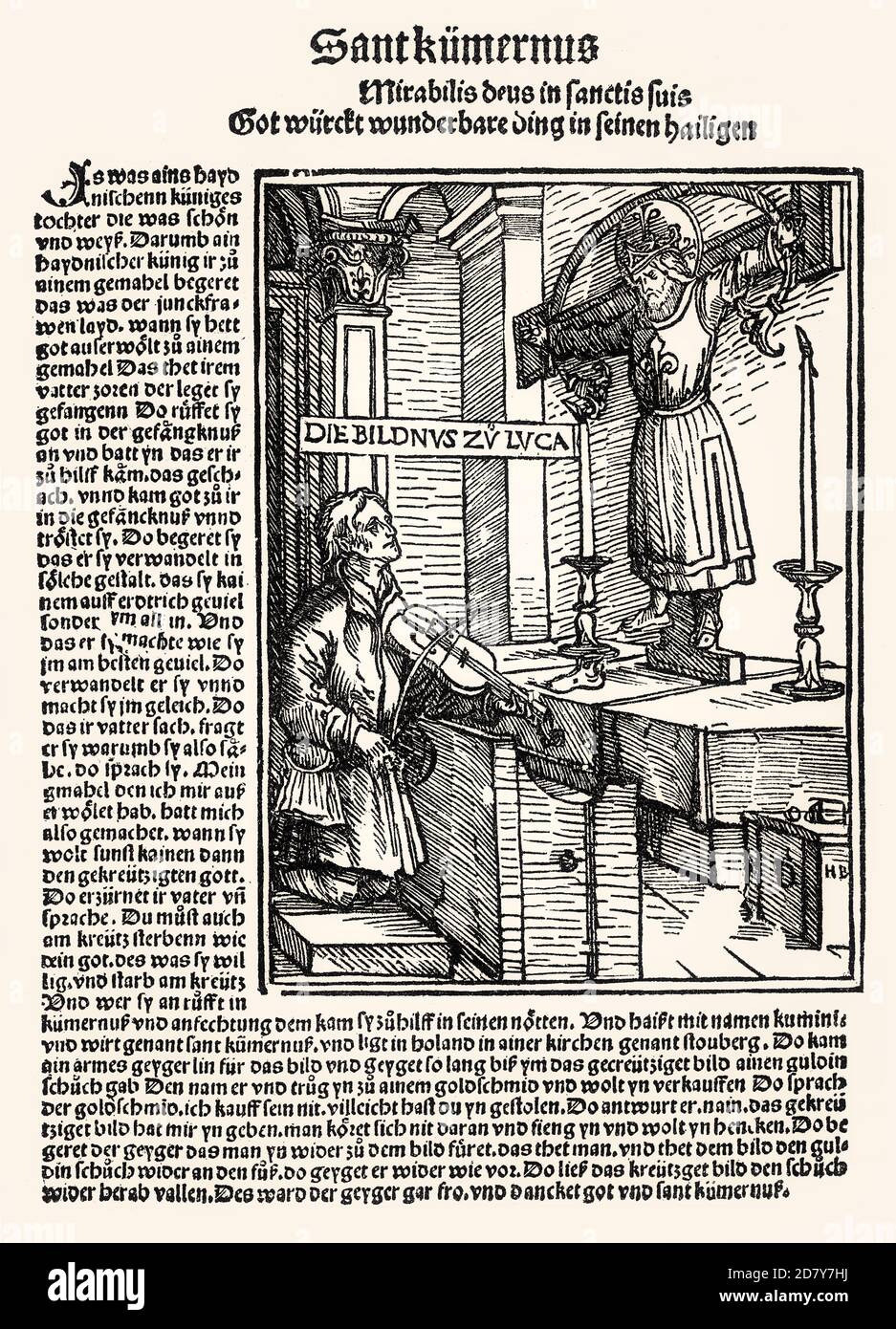 Die Legende von Wilgefortis, Kümmernis, Uncumber, 1507, Hans Burgkmair der Ältere, Faksimile des 19. Jahrhunderts Stockfoto