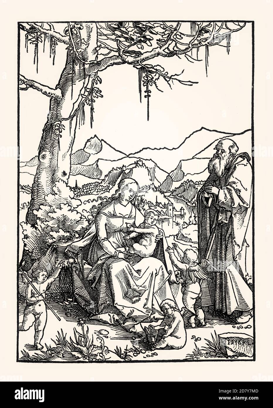 Die Heilige Familie, Hans Leu, 1516, Faksimile des 19. Jahrhunderts Stockfoto