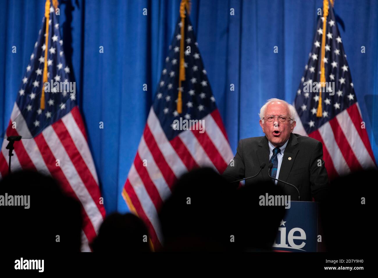 2020 Anwärter für US-Präsident, Senator Bernie Sanders, spricht I-V.T. an einer Kampagnenveranstaltung an George Washington, Universität in Washington, D.C. am 12. Juni 2019. Sanders nannte die Veranstaltung eine große Wahlkampfveranstaltung und hielt eine lange Rede über den demokratischen Sozialismus. Quelle: Alex Edelman/The Photo Access Stockfoto