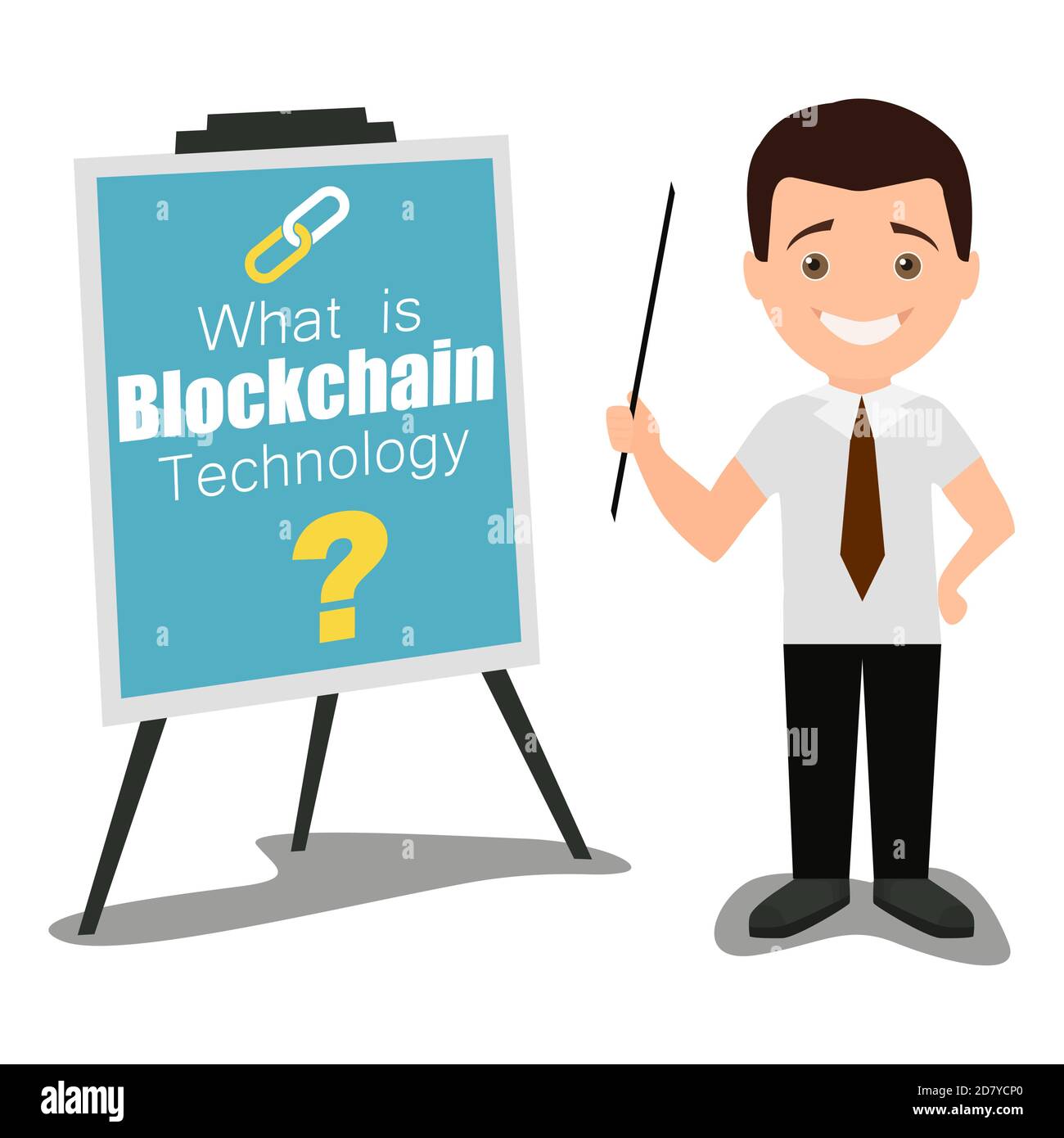 Blockchain-Technologie Business-Präsentation Konzept Vektor flache Illustration Stock Vektor
