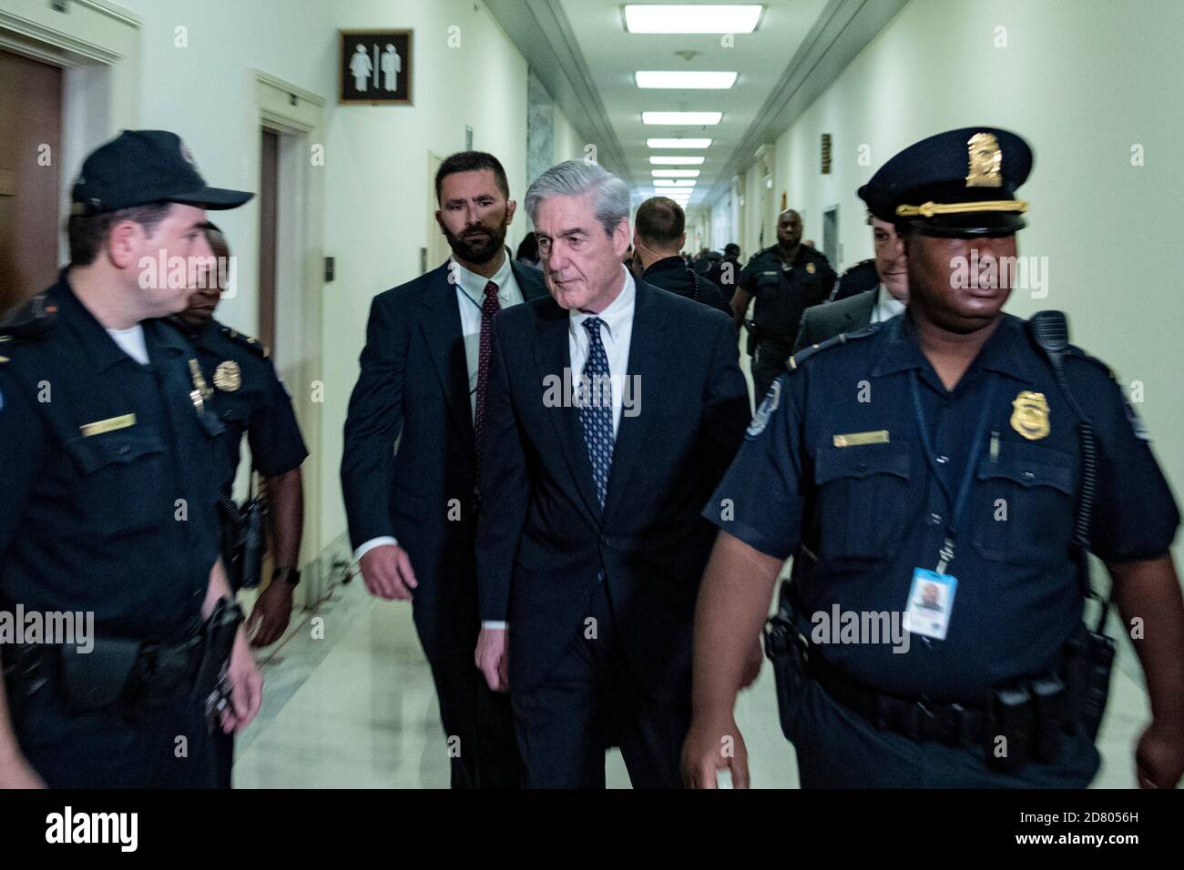 Robert Mueller, ehemaliger Sonderberater des US-Justizministeriums, kommt am 24. Juli 2019 auf dem Capitol Hill an, um sich mit Kongressmitgliedern zu treffen. Quelle: Alex Edelman/The Photo Access Stockfoto