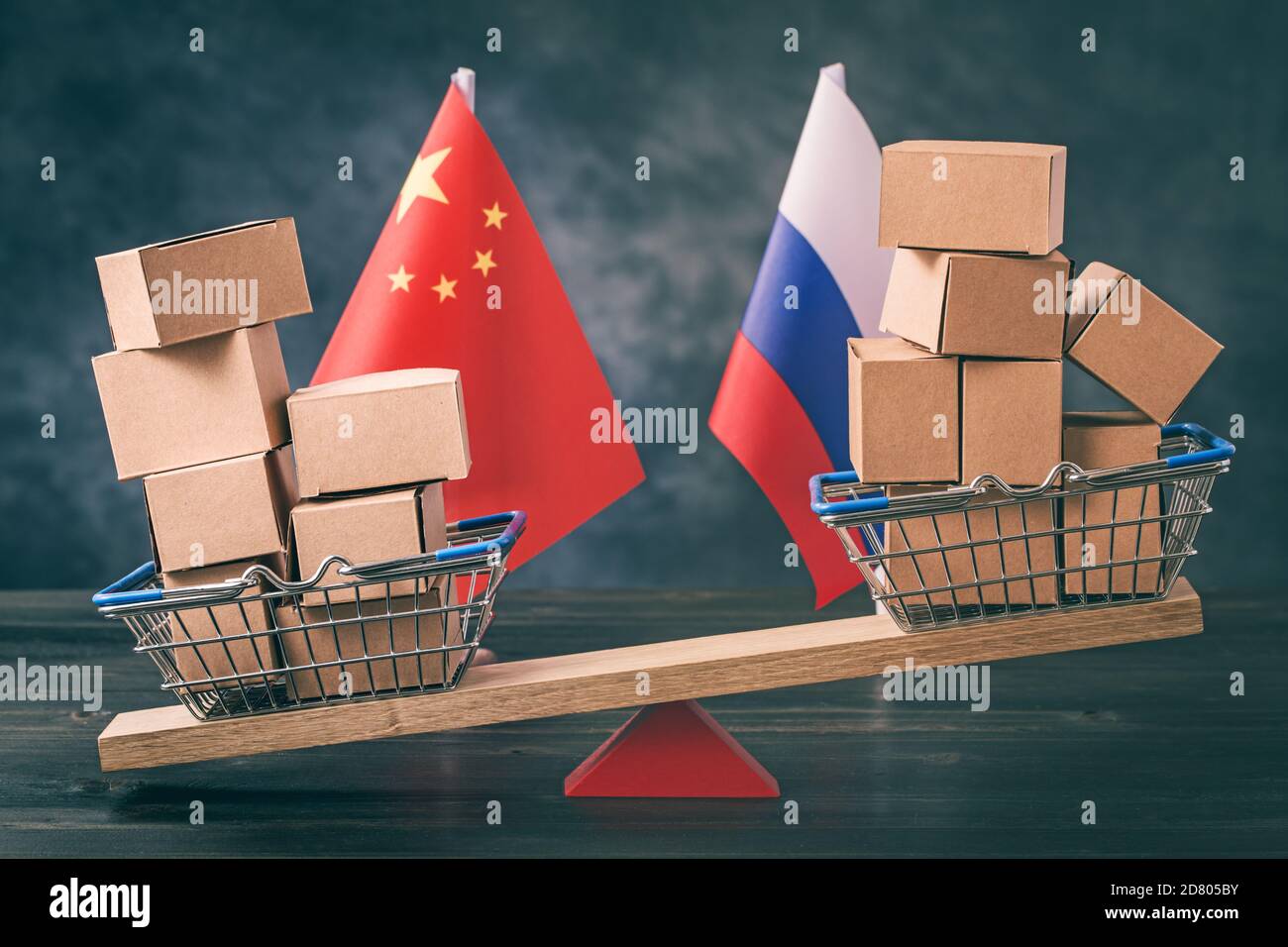 Russland China Handelsbilanzkonzept Stockfoto