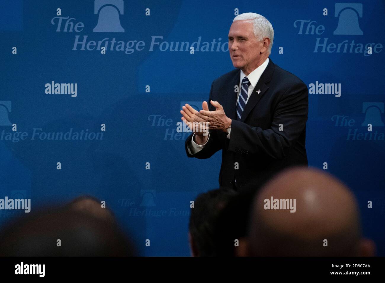 US-Vizepräsident Mike Pence spricht bei der Heritage Foundation am Dienstag, 17. September 2019 in Washington, D.C. Pence sprach über die Bedeutung des USMCA-Handelsabkommens und seine Auswirkungen auf den amerikanischen Wohlstand. Quelle: Alex Edelman/The Photo Access Stockfoto