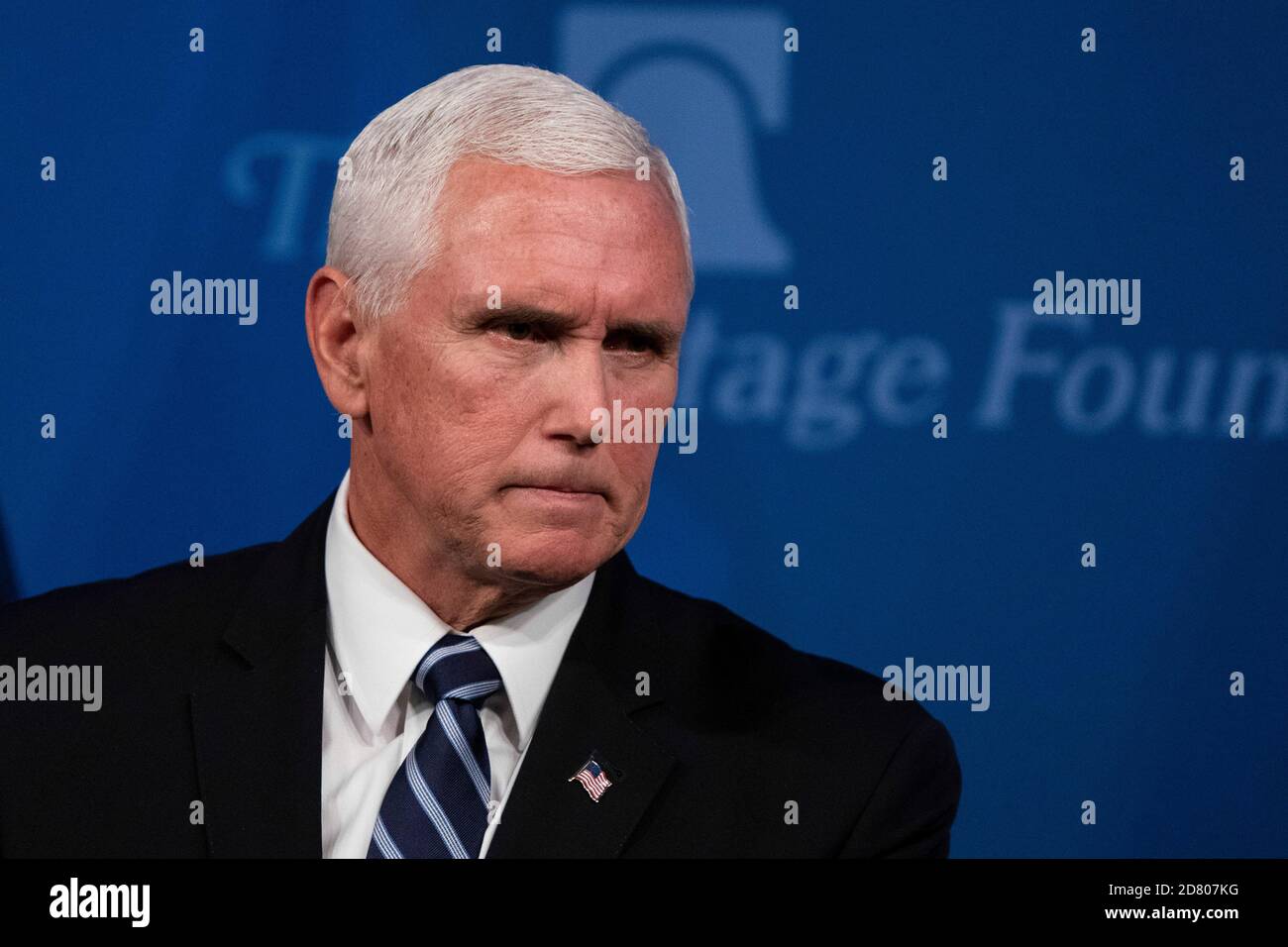 US-Vizepräsident Mike Pence spricht bei der Heritage Foundation am Dienstag, 17. September 2019 in Washington, D.C. Pence sprach über die Bedeutung des USMCA-Handelsabkommens und seine Auswirkungen auf den amerikanischen Wohlstand. Quelle: Alex Edelman/The Photo Access Stockfoto