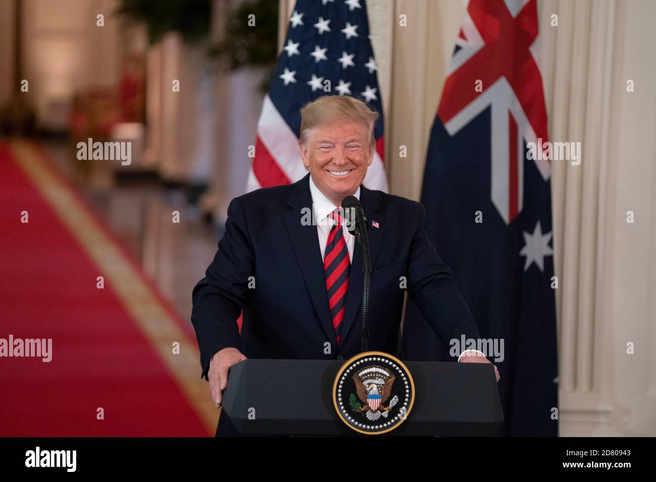 US-Präsident Donald Trump spricht während einer Pressekonferenz im Weißen Haus am 9. September 2019 in Washington, D.C..Quelle: Alex Edelman/The Photo Access Stockfoto