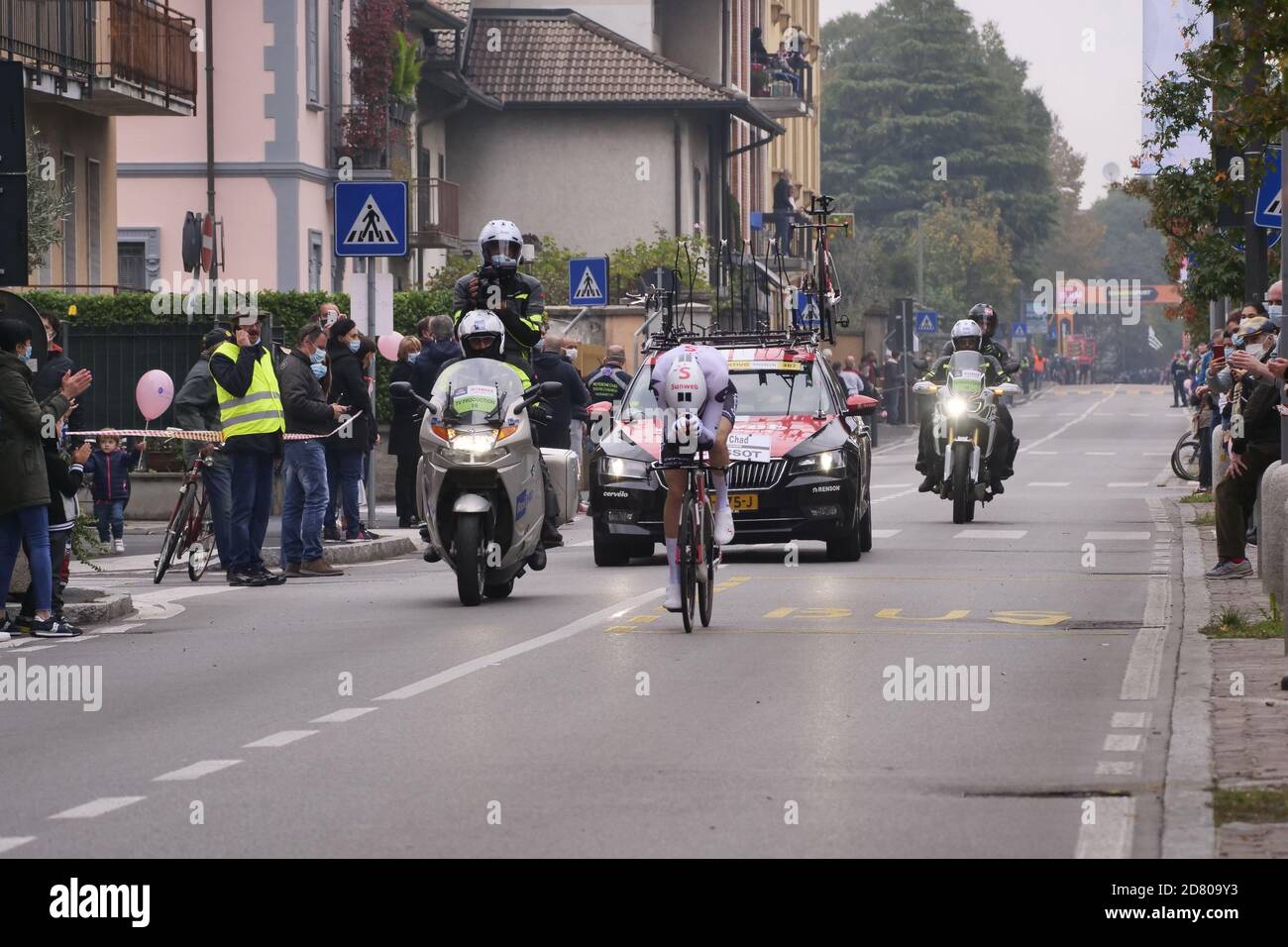 Oktober 2020: Letzte Etappe des Giro d'Italia, Einzelzeitfahren von Cernusco sul Naviglio nach Mailand. Stockfoto