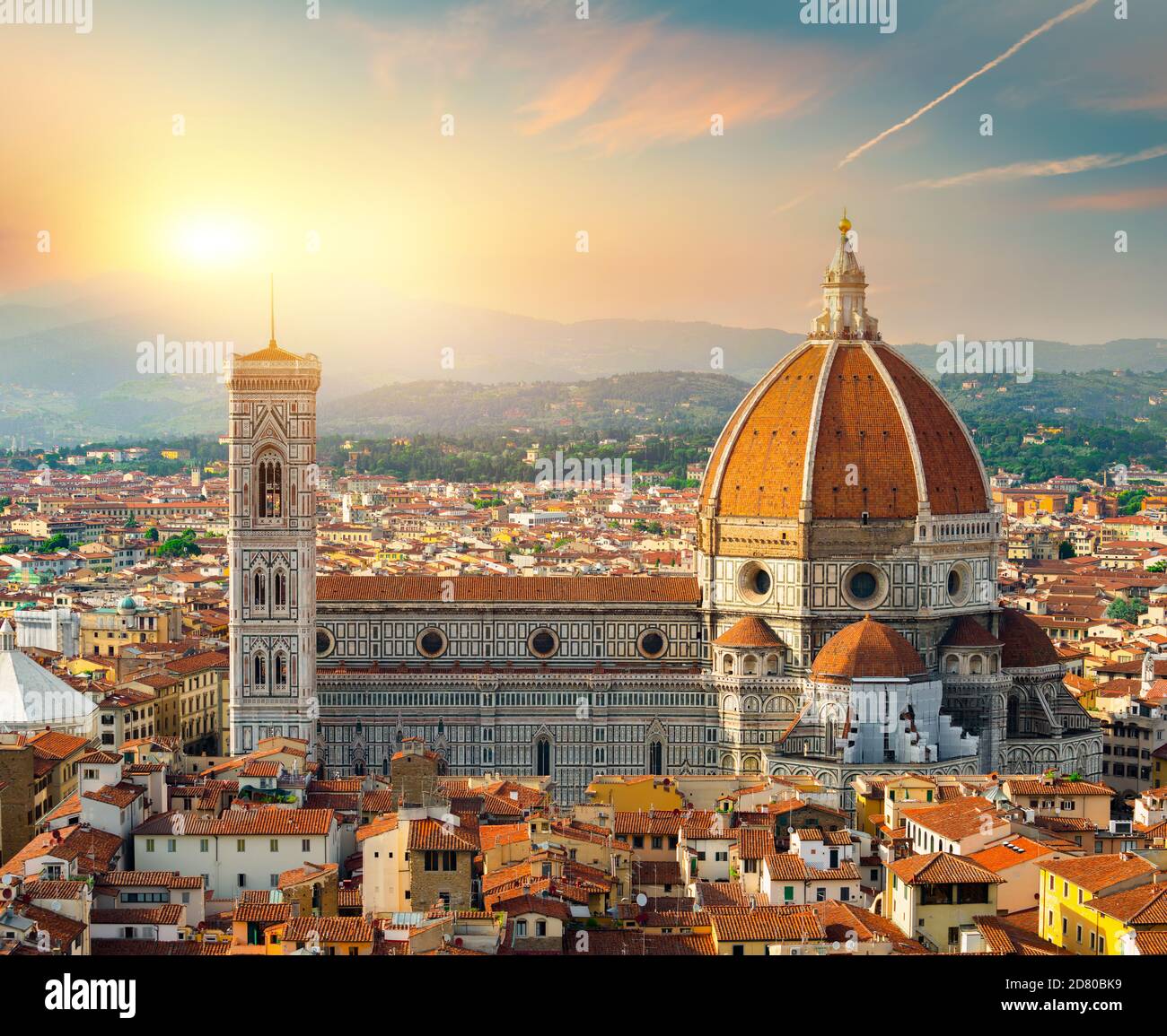 Blick auf Florenz und die Basilika Santa Maria, Italien Stockfoto
