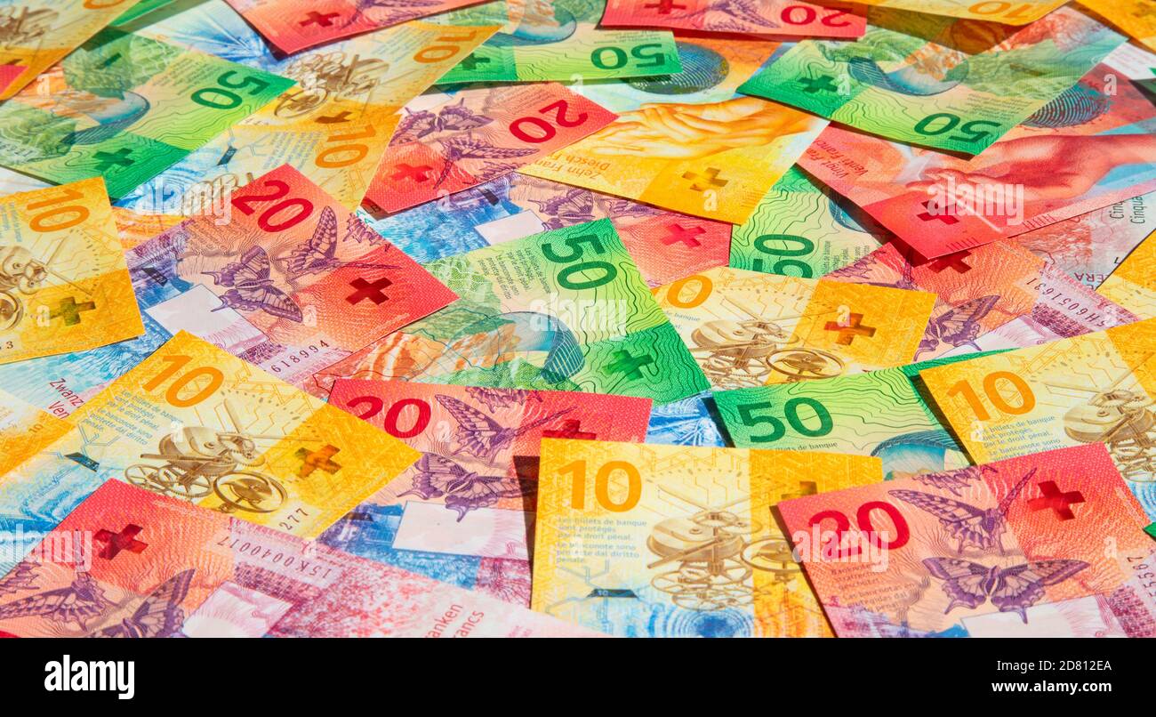 Sammlung der schweizer Banknoten (Neuauflage 2017-2019) Stockfoto