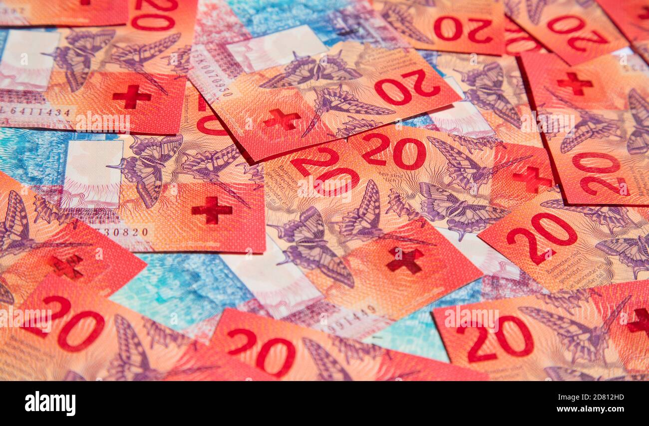 Sammlung der schweizer Banknoten (Neuauflage 2017-2019) Stockfoto