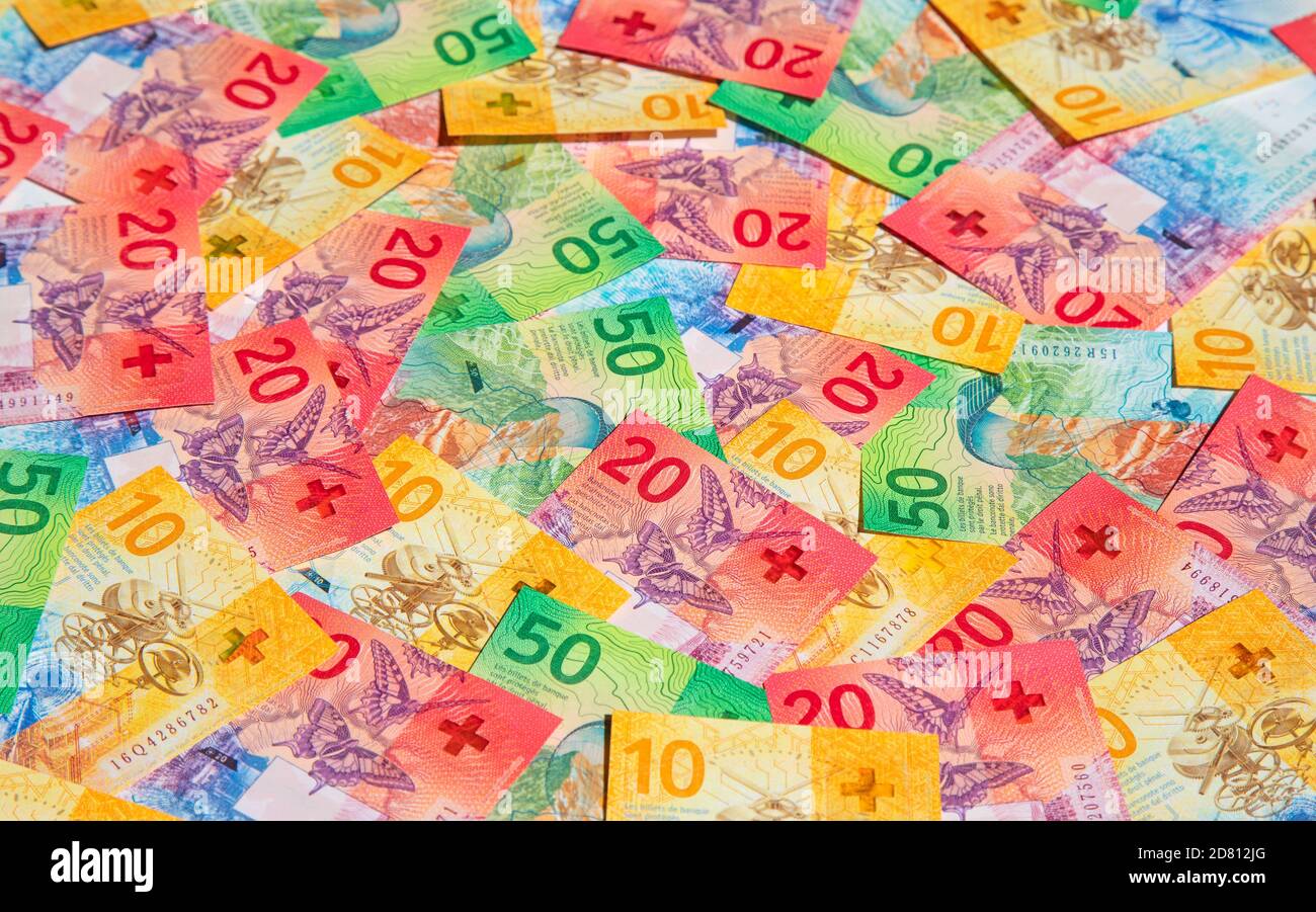Sammlung der schweizer Banknoten (Neuauflage 2017-2019) Stockfoto