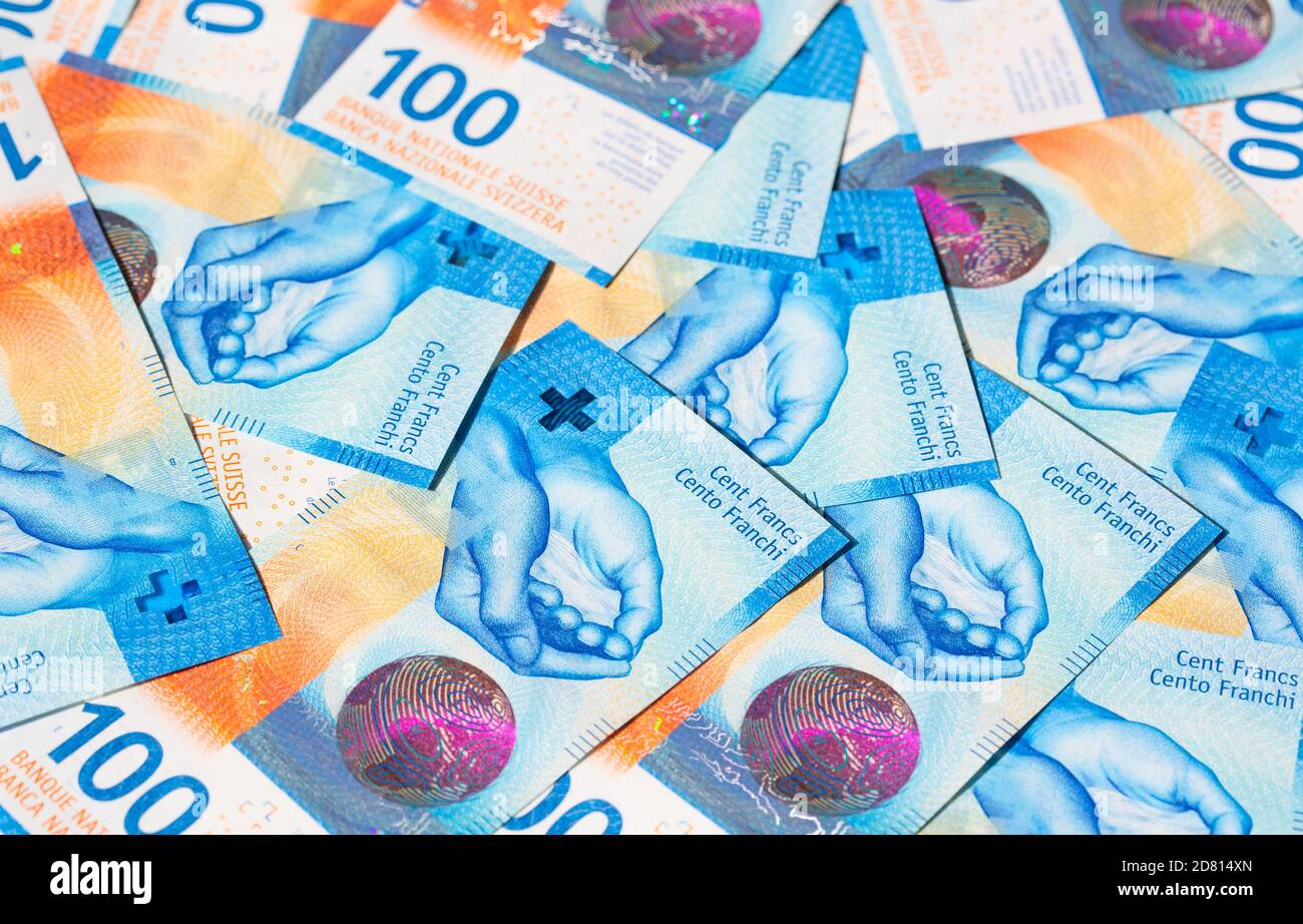 Sammlung der schweizer Banknoten (Neuauflage 2017-2019) Stockfoto