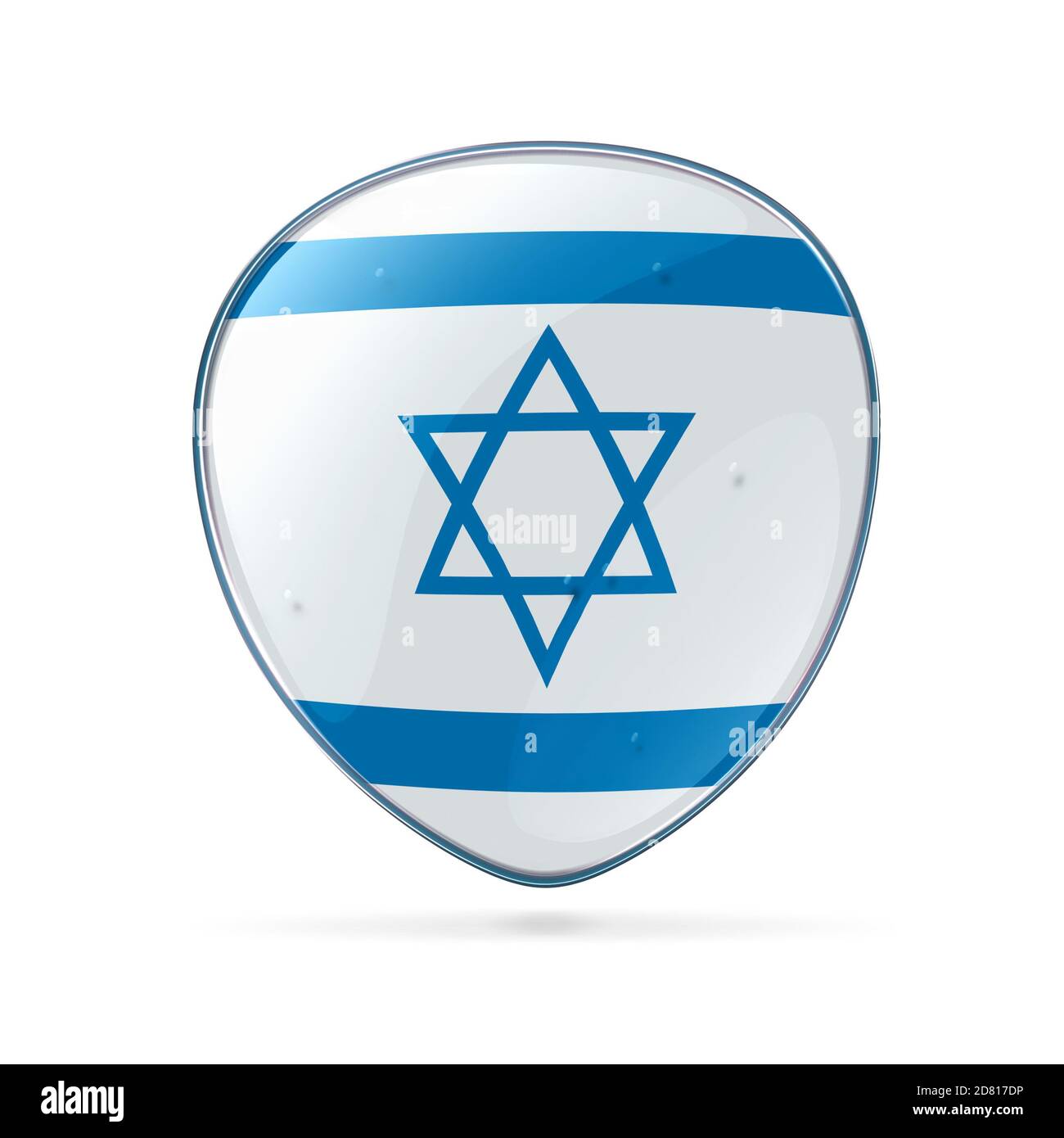 Symbol der israelischen Flagge, isoliert auf weißem Hintergrund. Stockfoto
