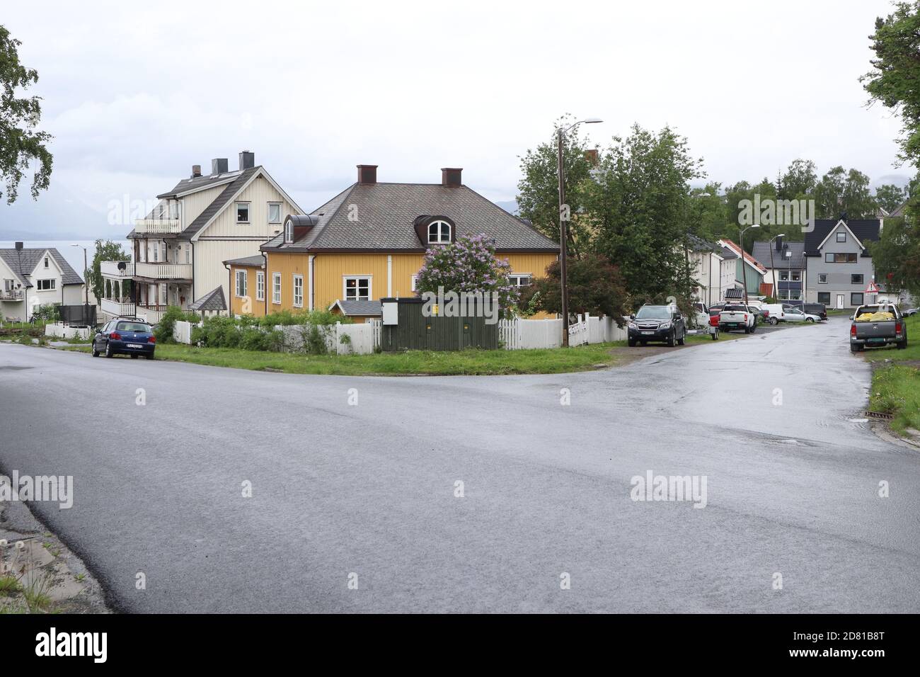 Narvik, / Norwegen - Juni 23 2019: Wohnhäuser in Narvik, Norwegen Stockfoto