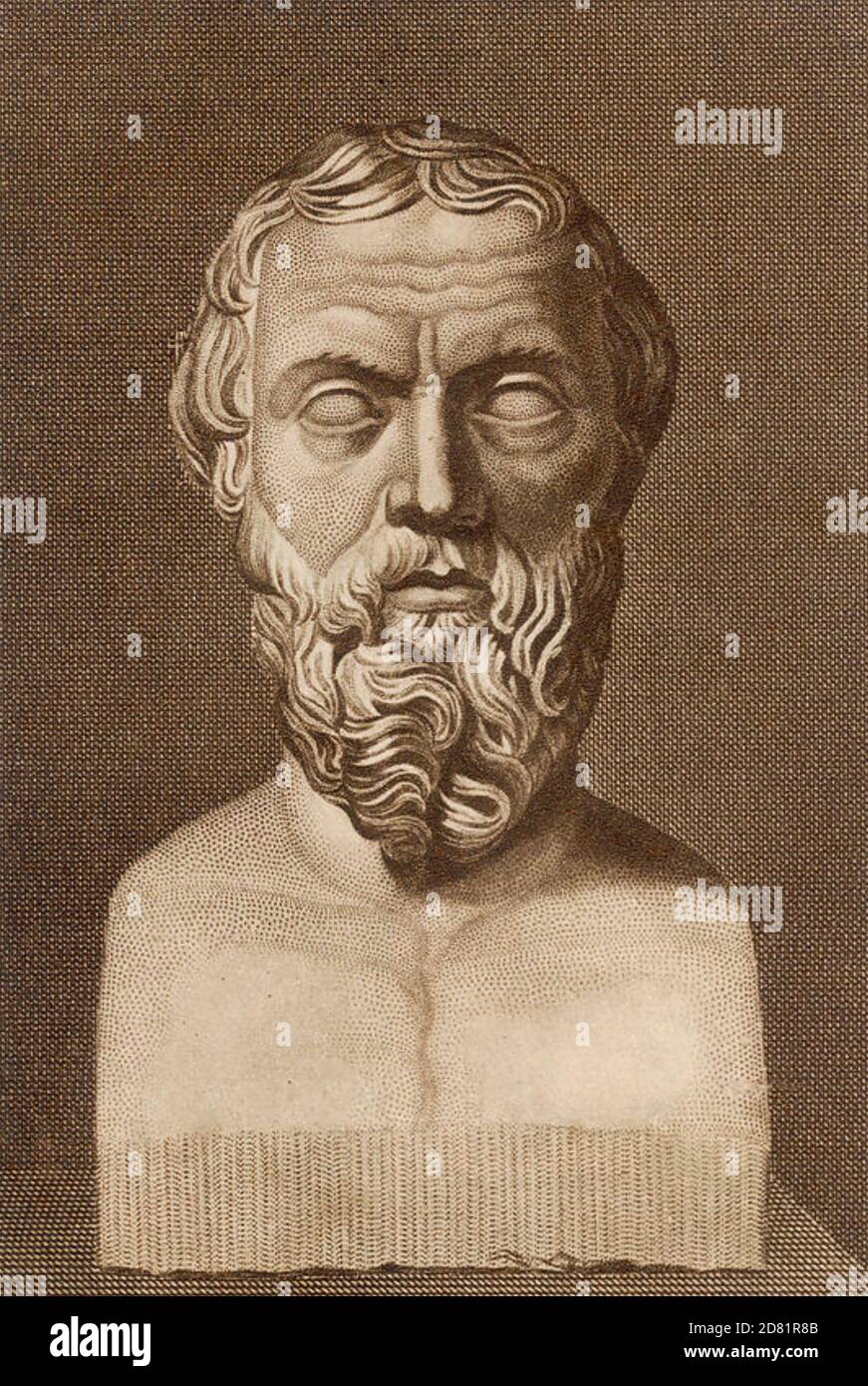 HERODOT (c 484-c 425 v. Chr.) griechischer Historiker. Römische Skulptur nach griechischem Original. Stockfoto