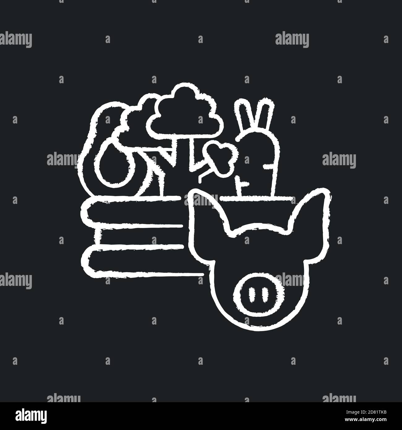 Lebensmittel und Landwirtschaft Kreide weißes Symbol auf schwarzem Hintergrund Stock Vektor